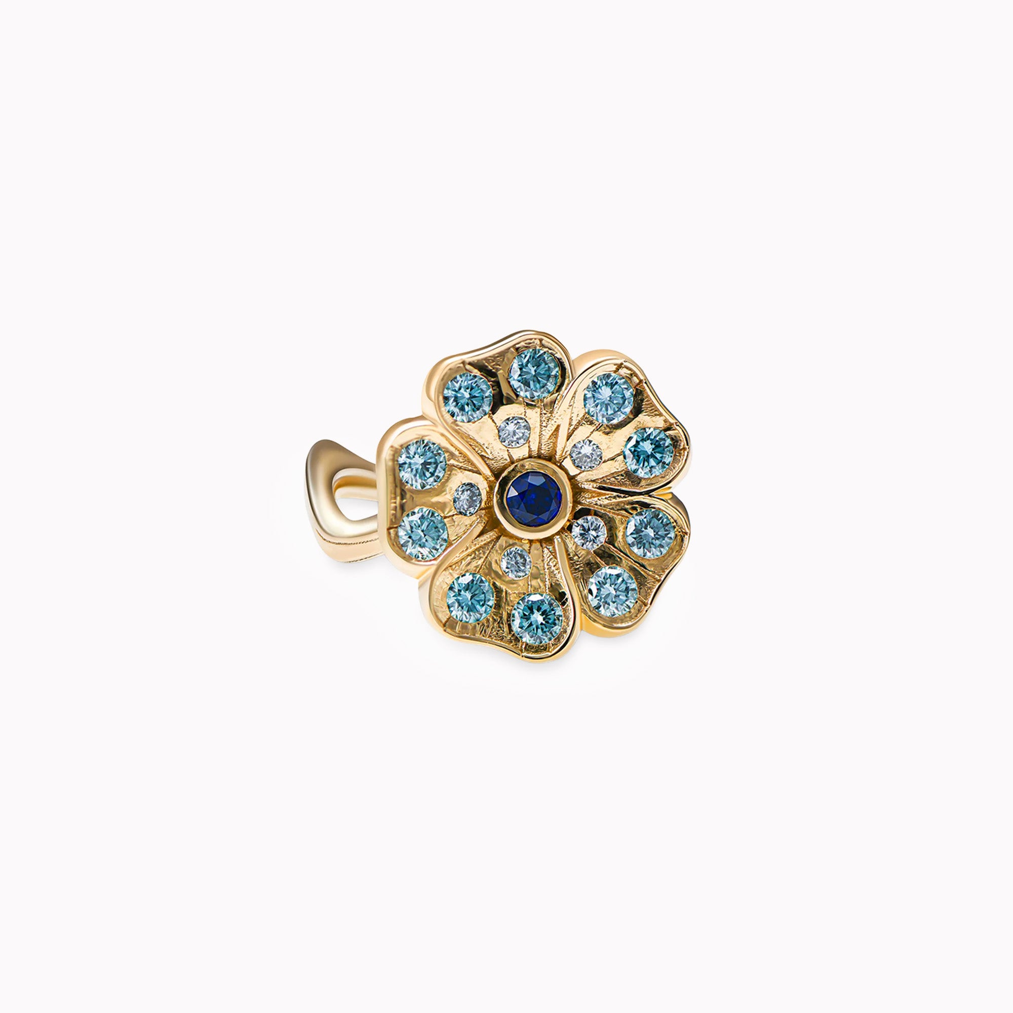 Romantic Rose Garden blue - Yellow Gold 18k
