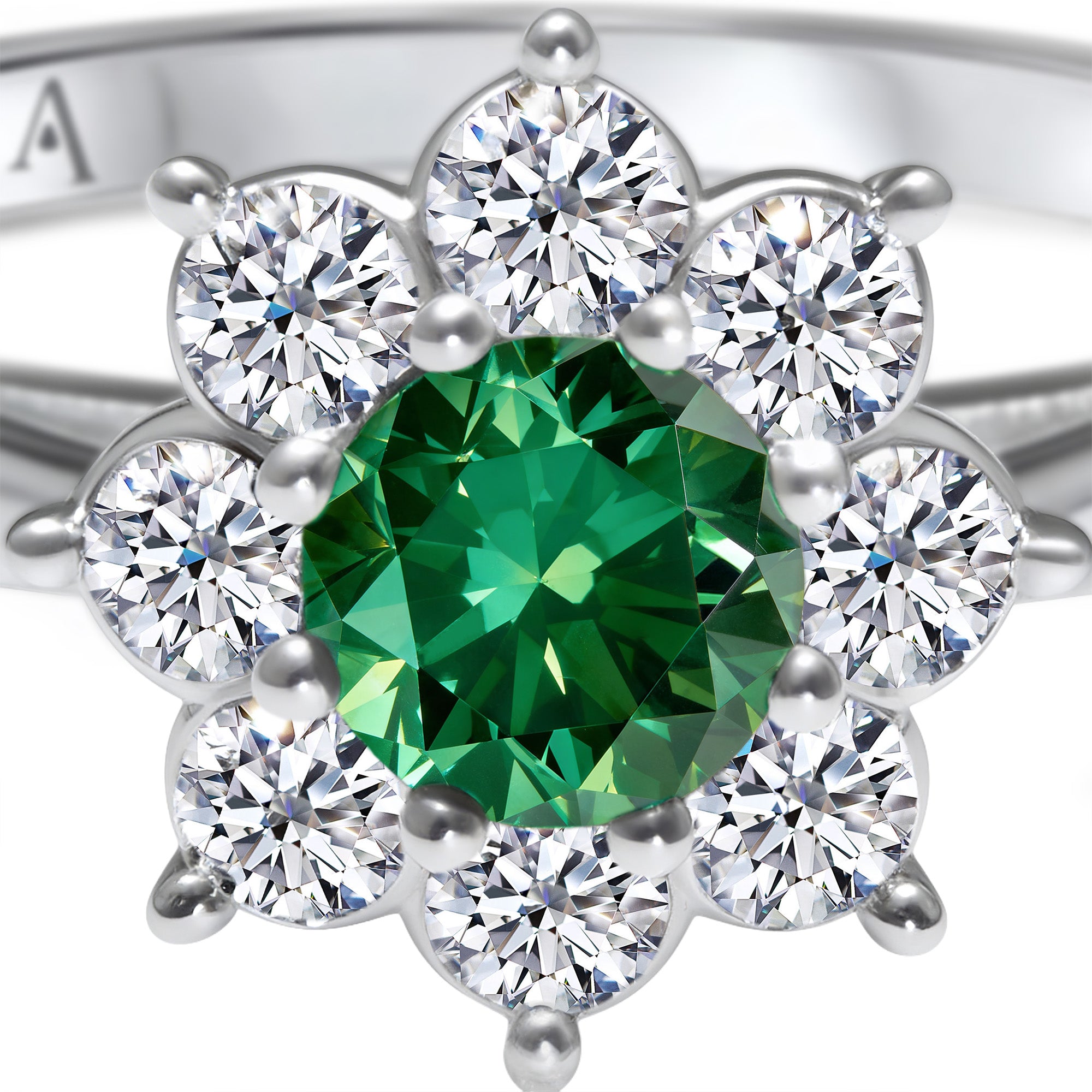 The Blooming Green Flower 0.30 carat - or blanc 18k
