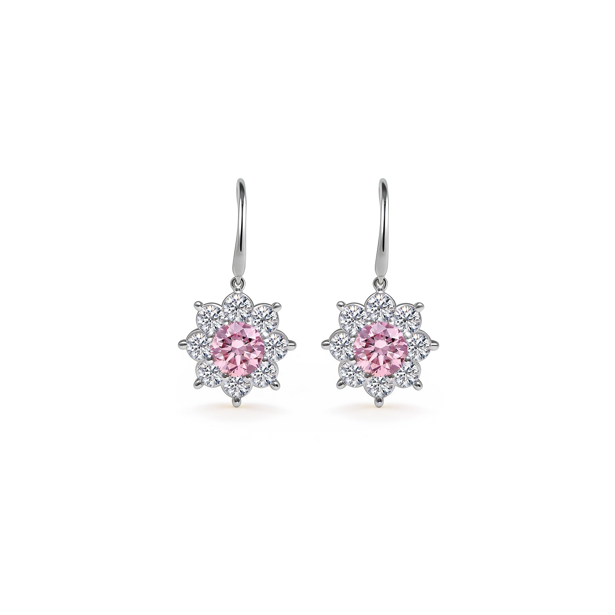 Earrings The Blooming Pink Flower 0.25 carats - White Gold 18k