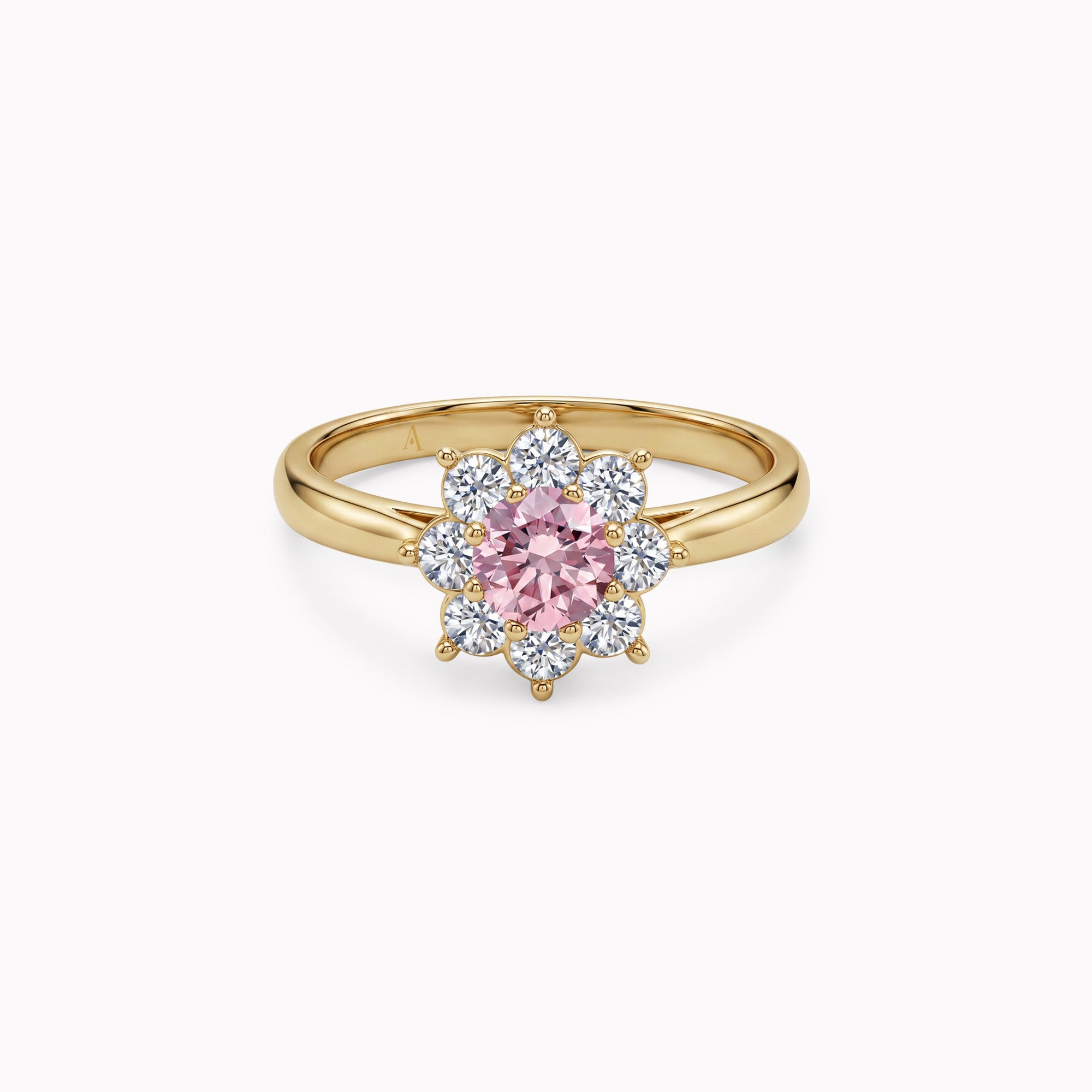 The Little Blooming Pink Flower 0.20 carats - Yellow Gold 18k