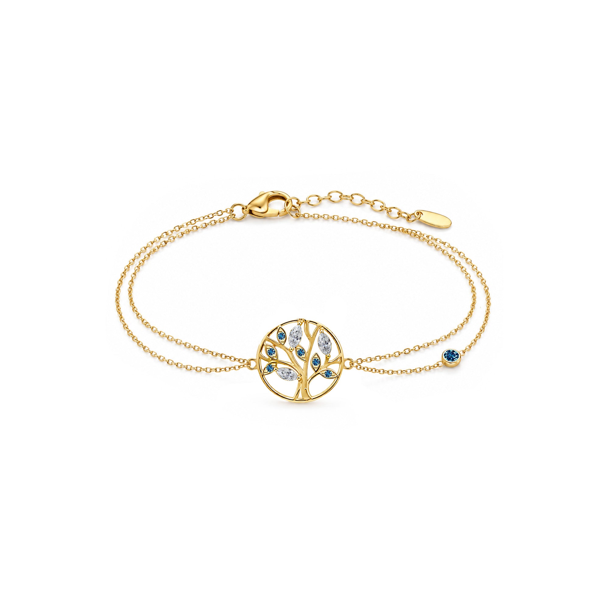 Necklace Tree of Life Blue - 18k yellow gold