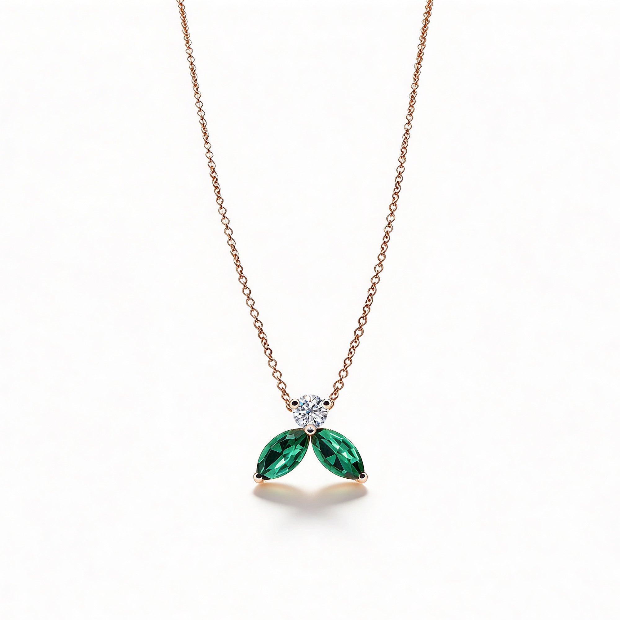 Necklace The Little Bee verte M - red gold 18k