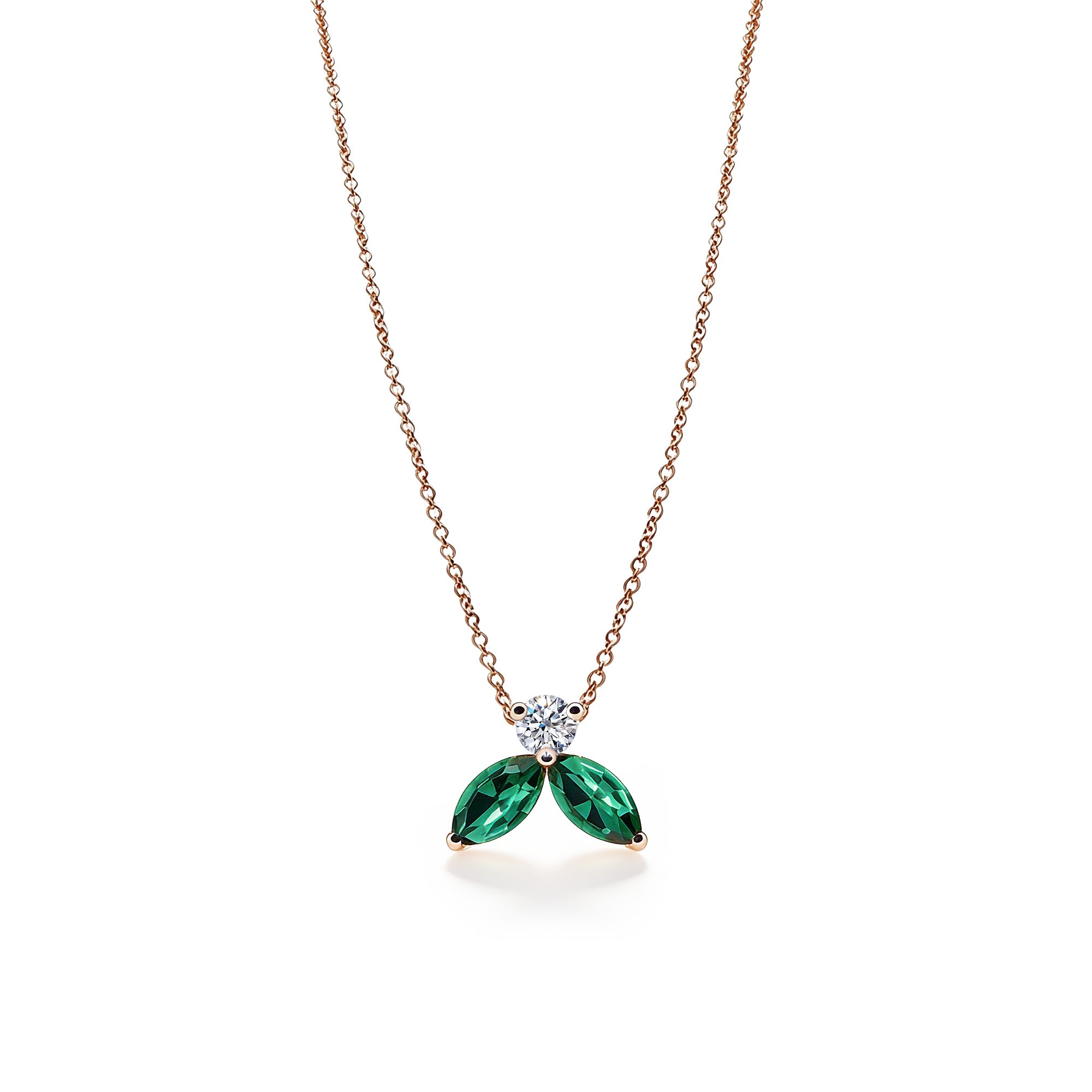 Necklace The Little Bee verte M - red gold 18k