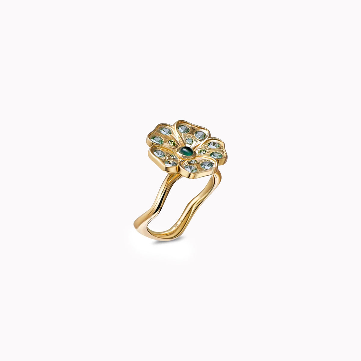 Romantic Rose Garden verde - oro amarillo 18k