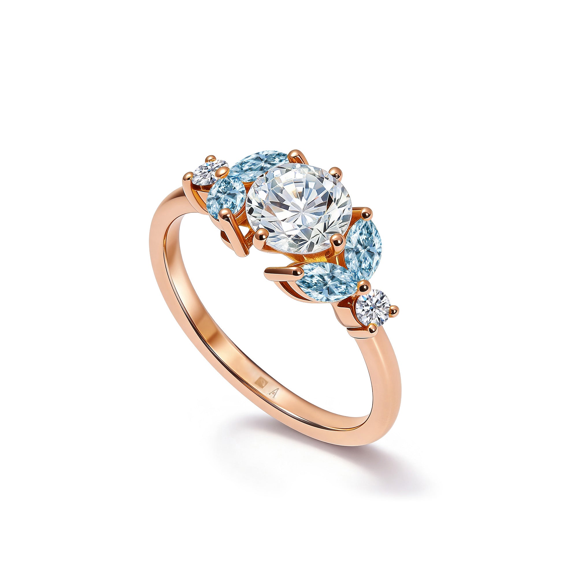 Little Bees Blue 1.00 carat - Red Gold 18k