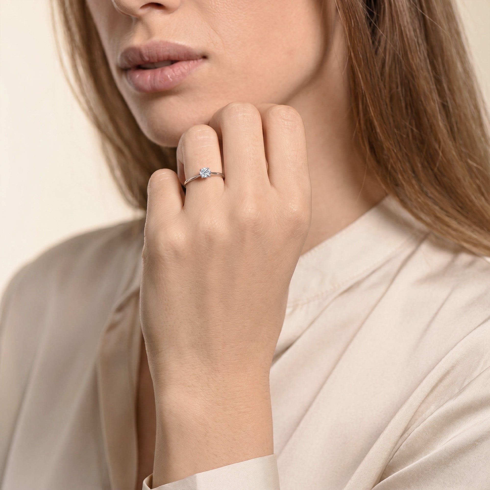 The V-Shape M 0.30 Quilates - oro blanco 18k