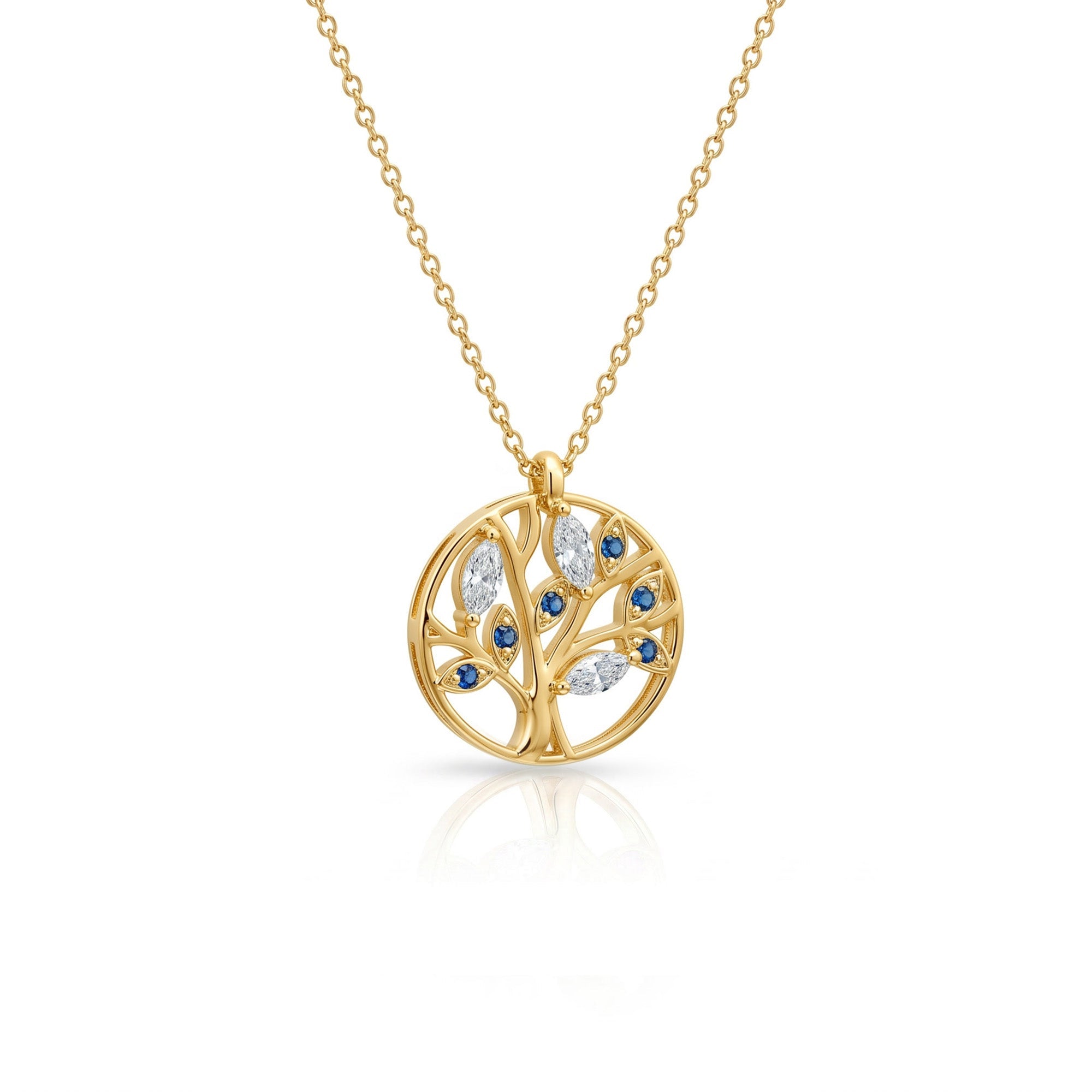 Necklace Tree of Life Blue - 18k yellow gold