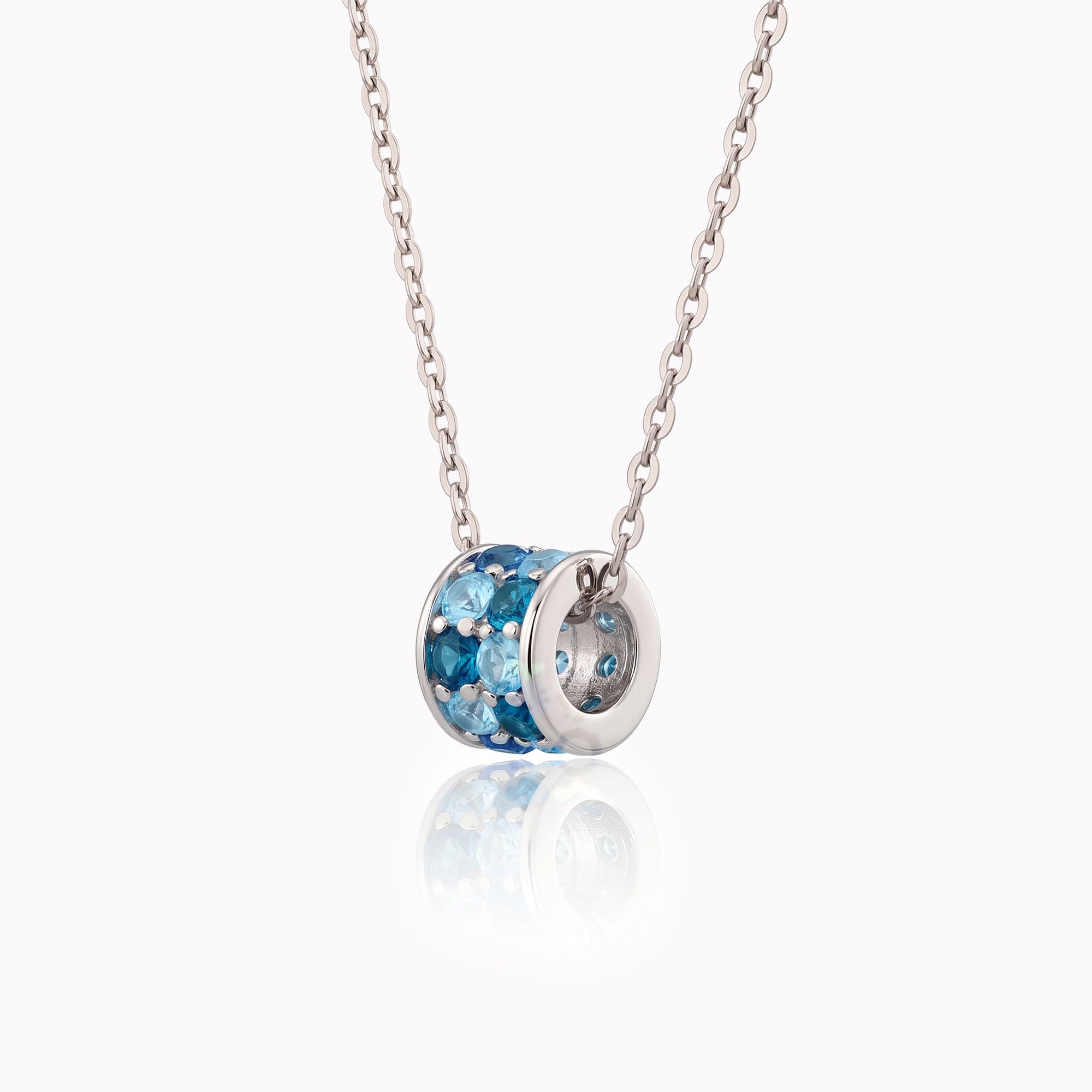 Collier Blue dark and sky rainbow- or blanc 18k (CH-579)