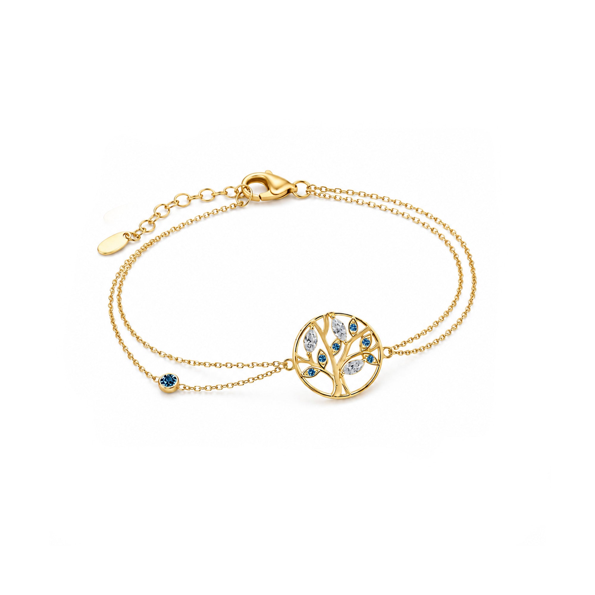 Necklace Tree of Life Blue - 18k yellow gold