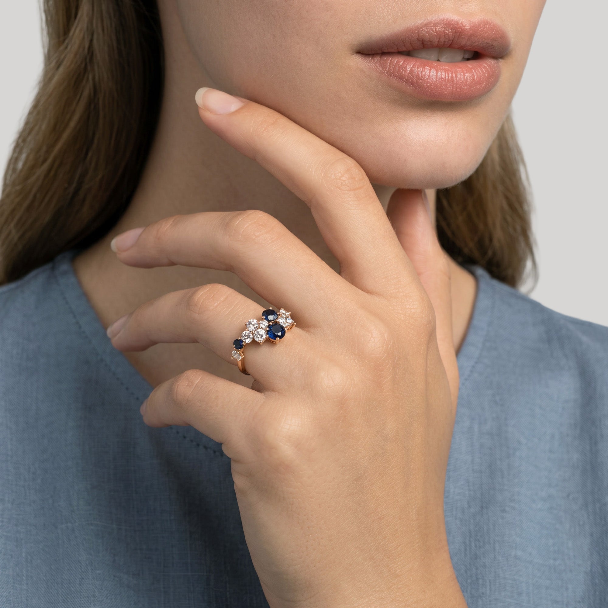 Midnight Sapphire Blossom - or Jaune 18k
