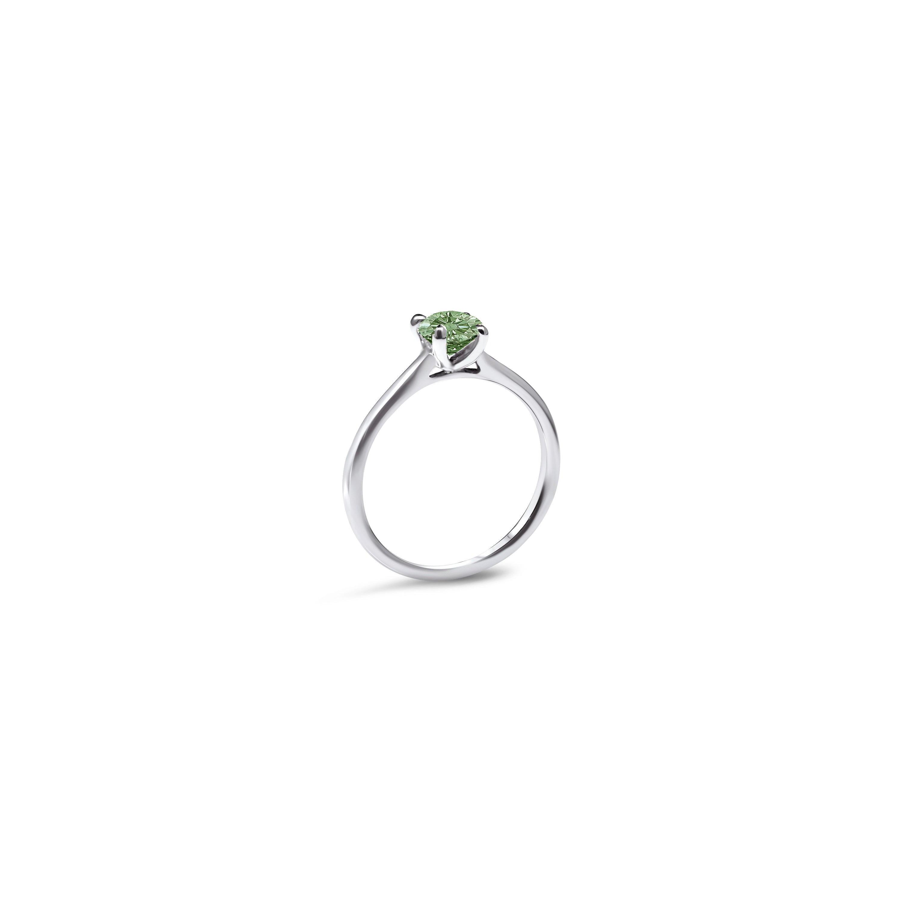 The V-Shape L Green 0.50 carats - Weissgold 18k – Verlobungsring Gold 18k – Vorderansicht