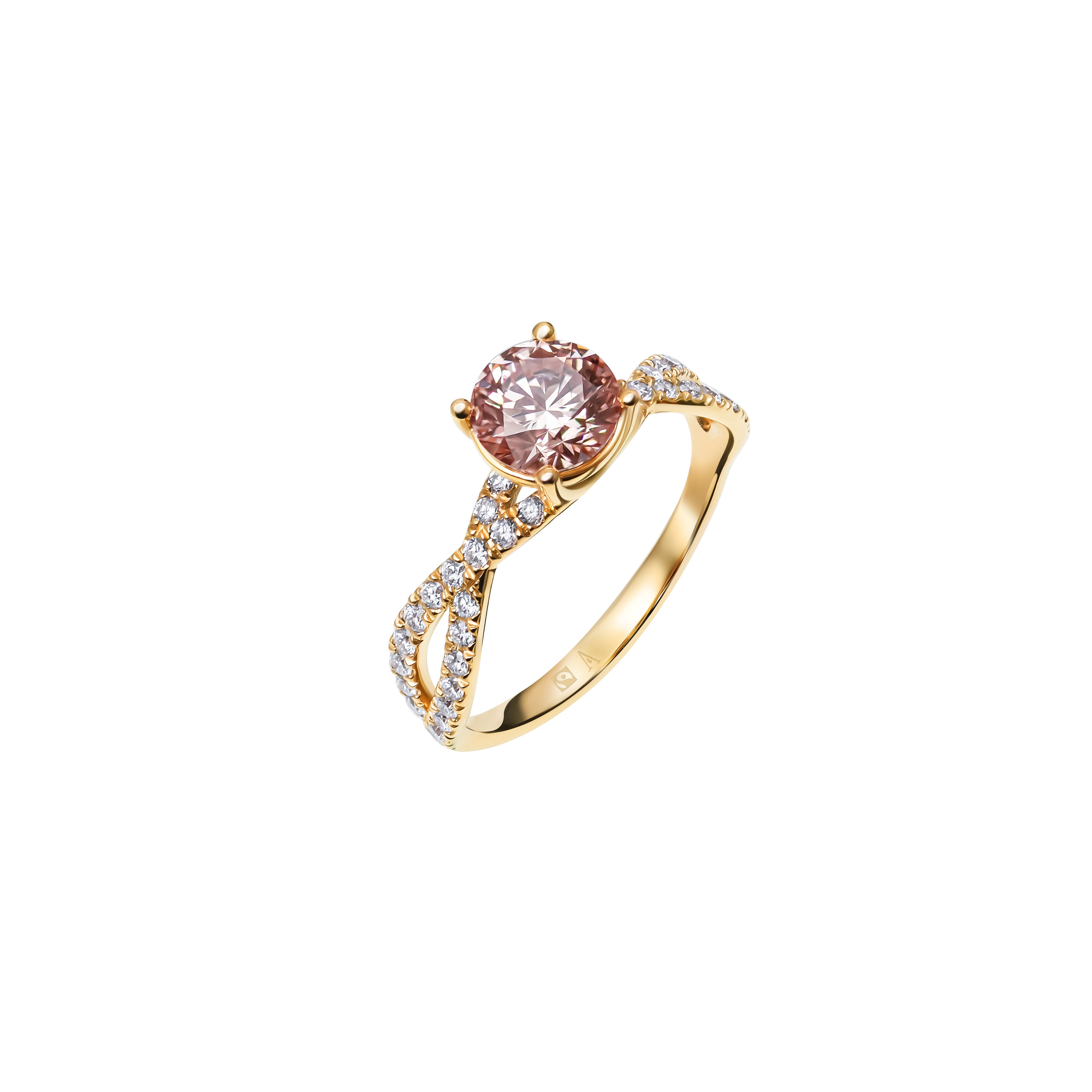 Féeriquement coquette pink brown- 0.91 carat - oro rojo 18k – Anillo de compromiso oro 18k con diamante – vista del producto
