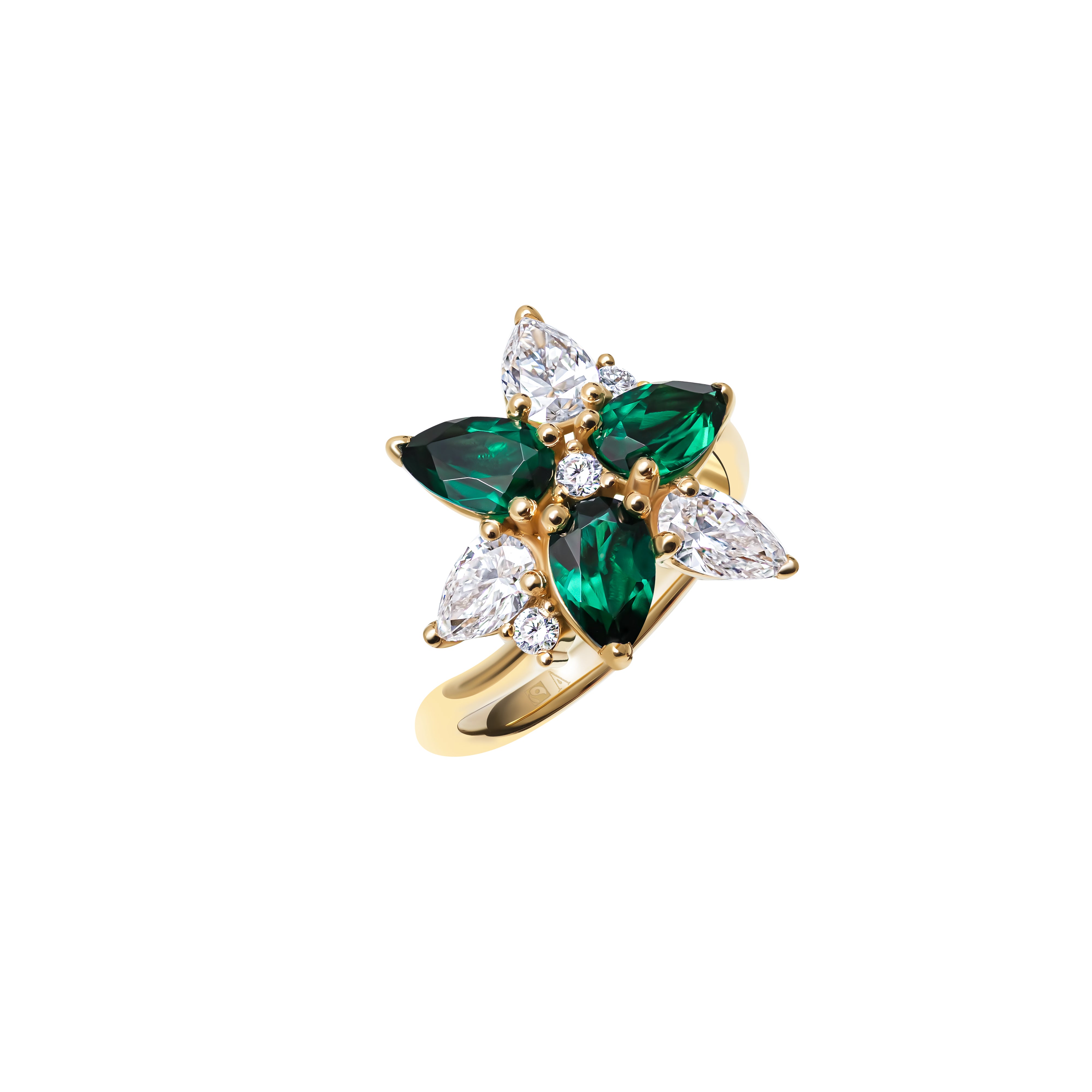 Rainforest Romance - oro amarillo 18k – Anillo de compromiso oro 18k con diamante – vista del producto