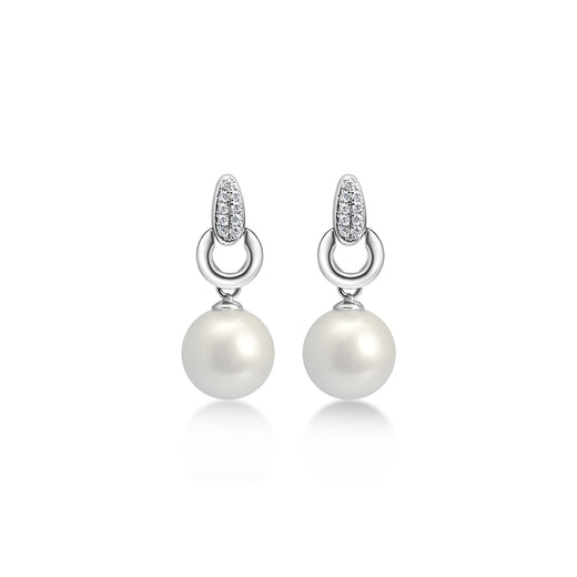 Pendientes con perlas en oro blanco 18k
