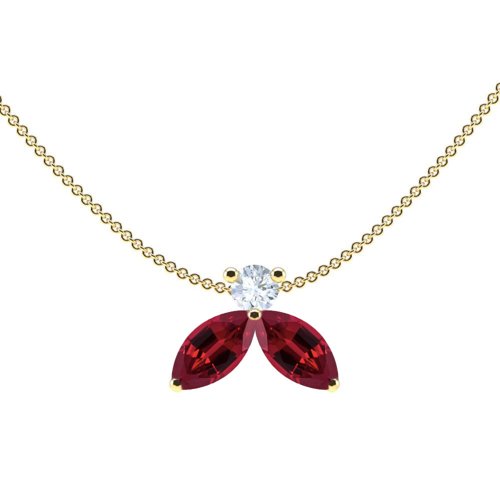 Collar The Little Bee rouge M - oro amarillo 18k – Collar oro 18k – vista frontal