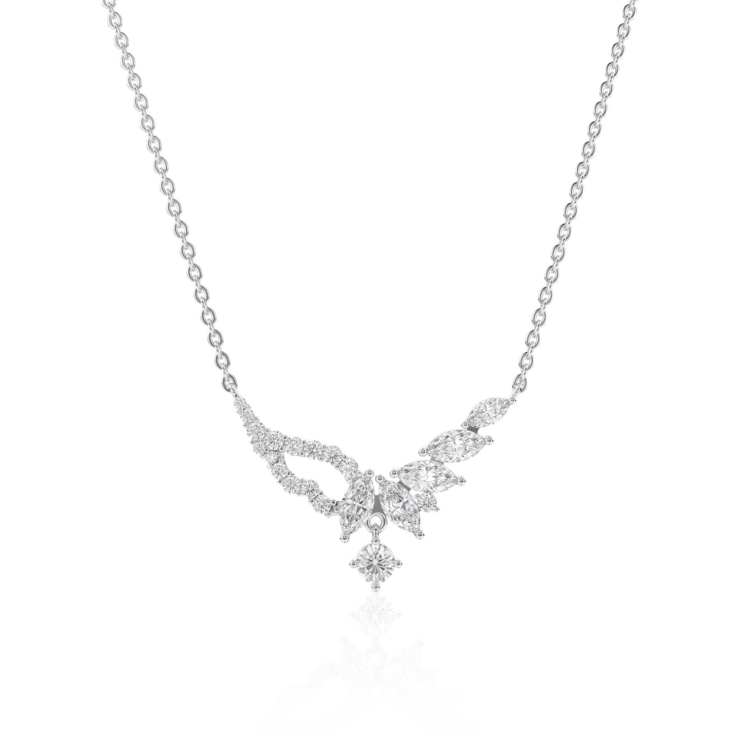 Celestial Wings Necklace - 18k white gold