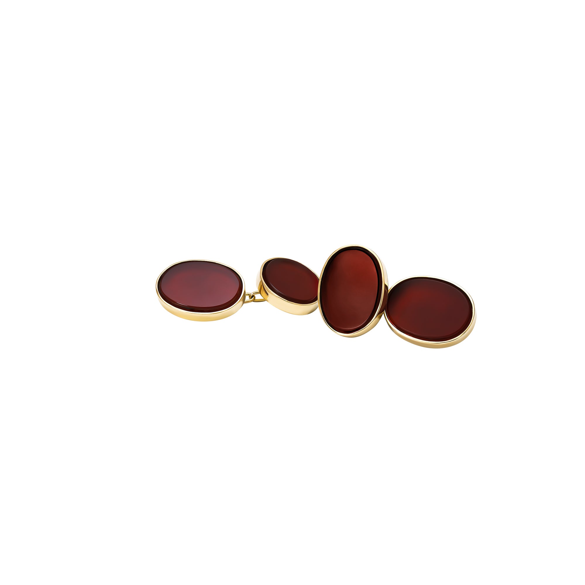 Gemelos Cornaline ovale – oro amarillo 18k – Cufflinks oro 18k avec pierre – vista del producto