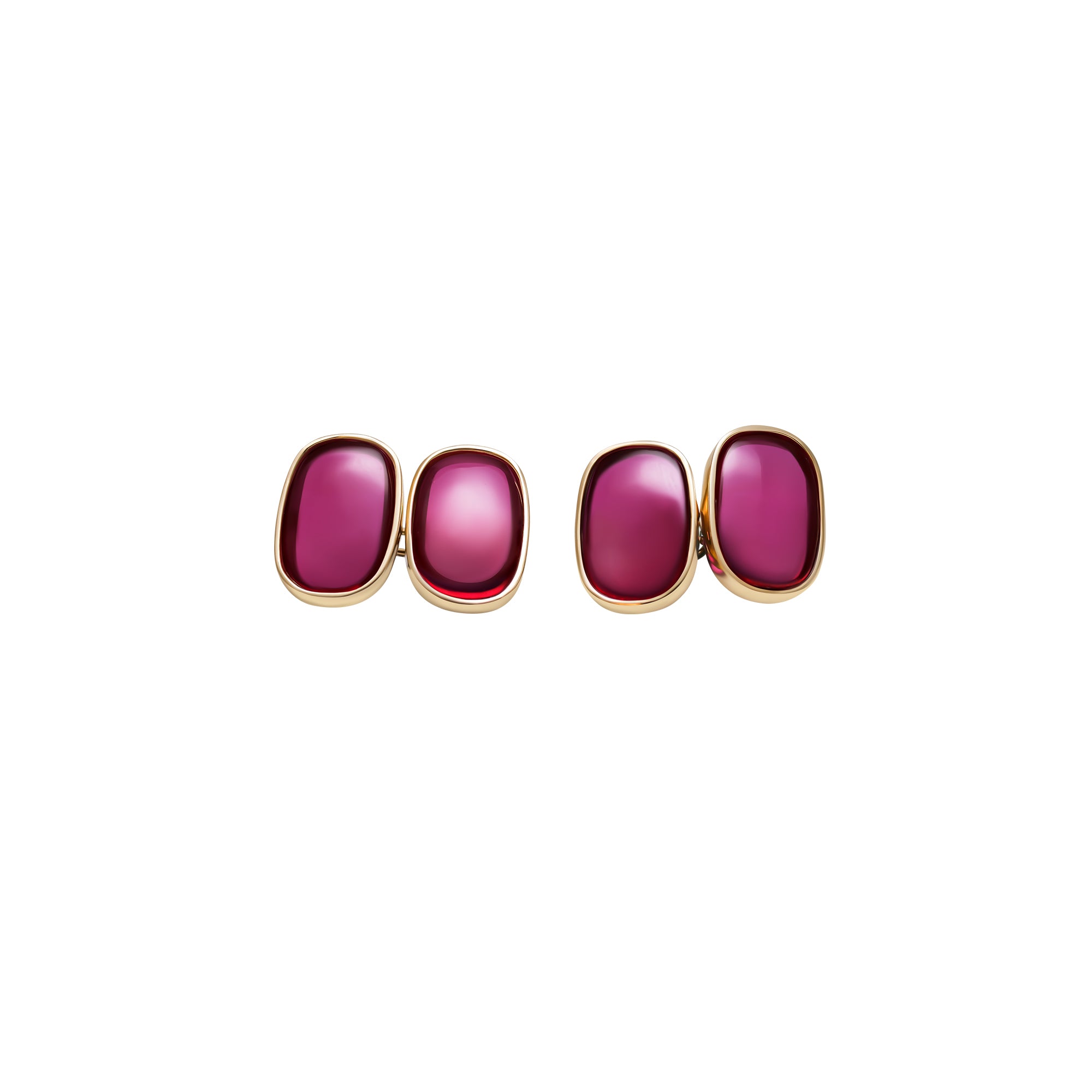 Cufflinks Rubis – yellow gold 18k – Cufflinks gold 18k with rubies – product view