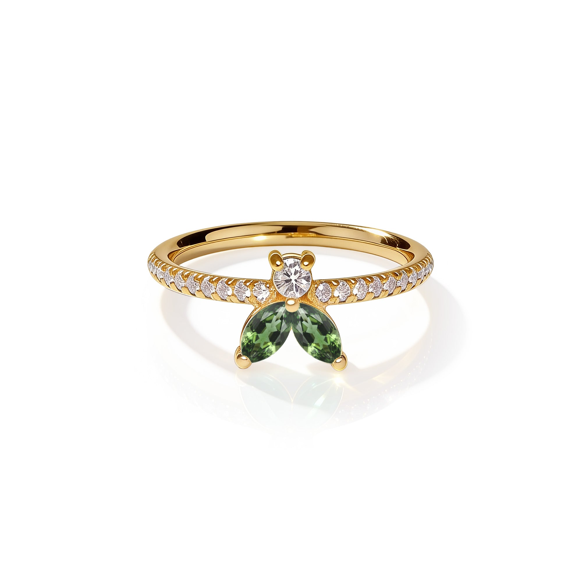 The Fancy Little Bee Tourmaline Vert antique - Yellow Gold 18k