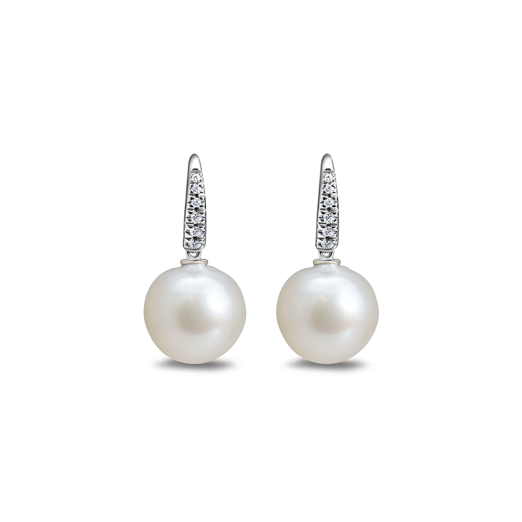 Aretes avec Perles - oro blanco 18k – Arete oro 18k con diamante – vista del producto