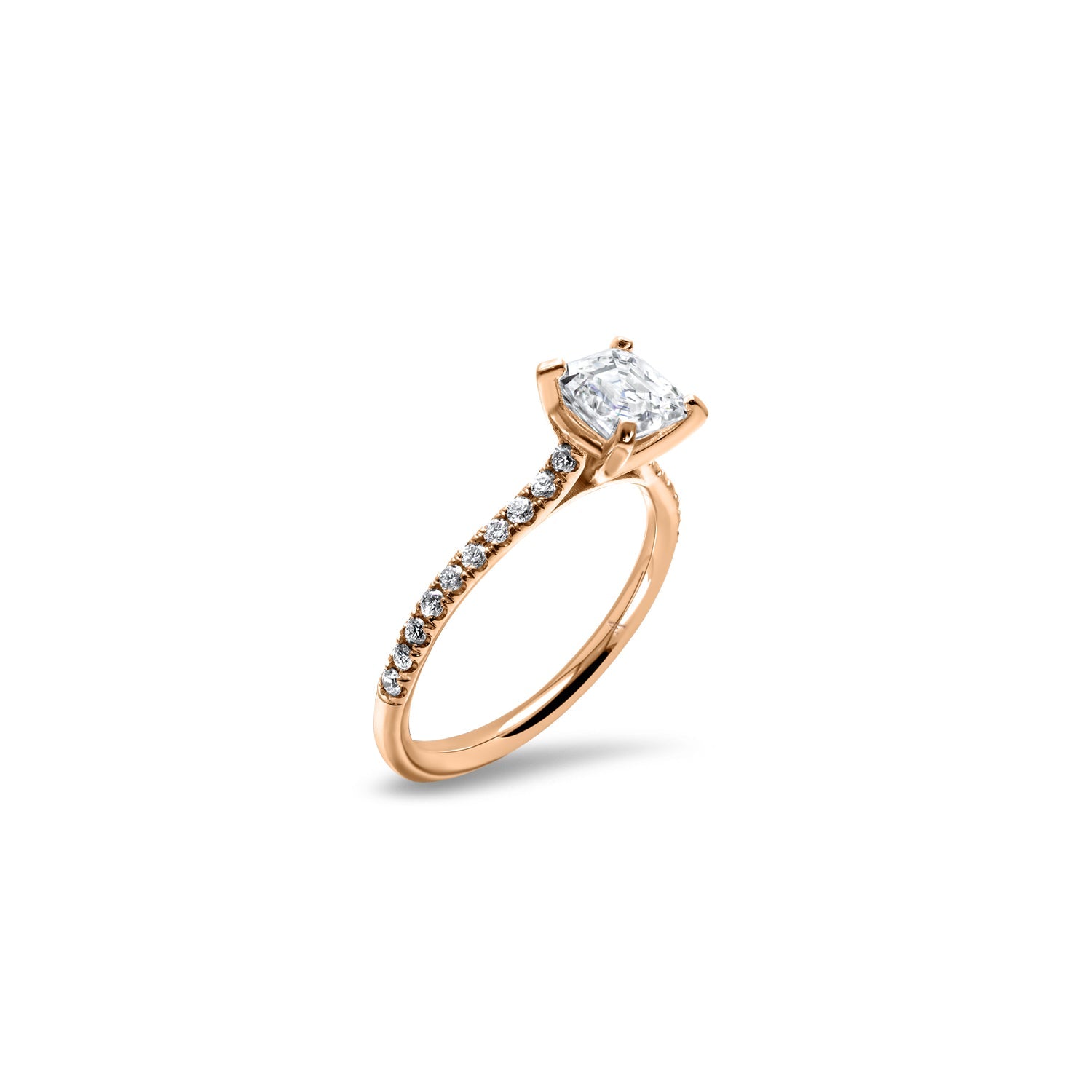The Fancy Ice Cube 1.00 carats - red gold 18k – Engagement Ring gold 18k – Front view