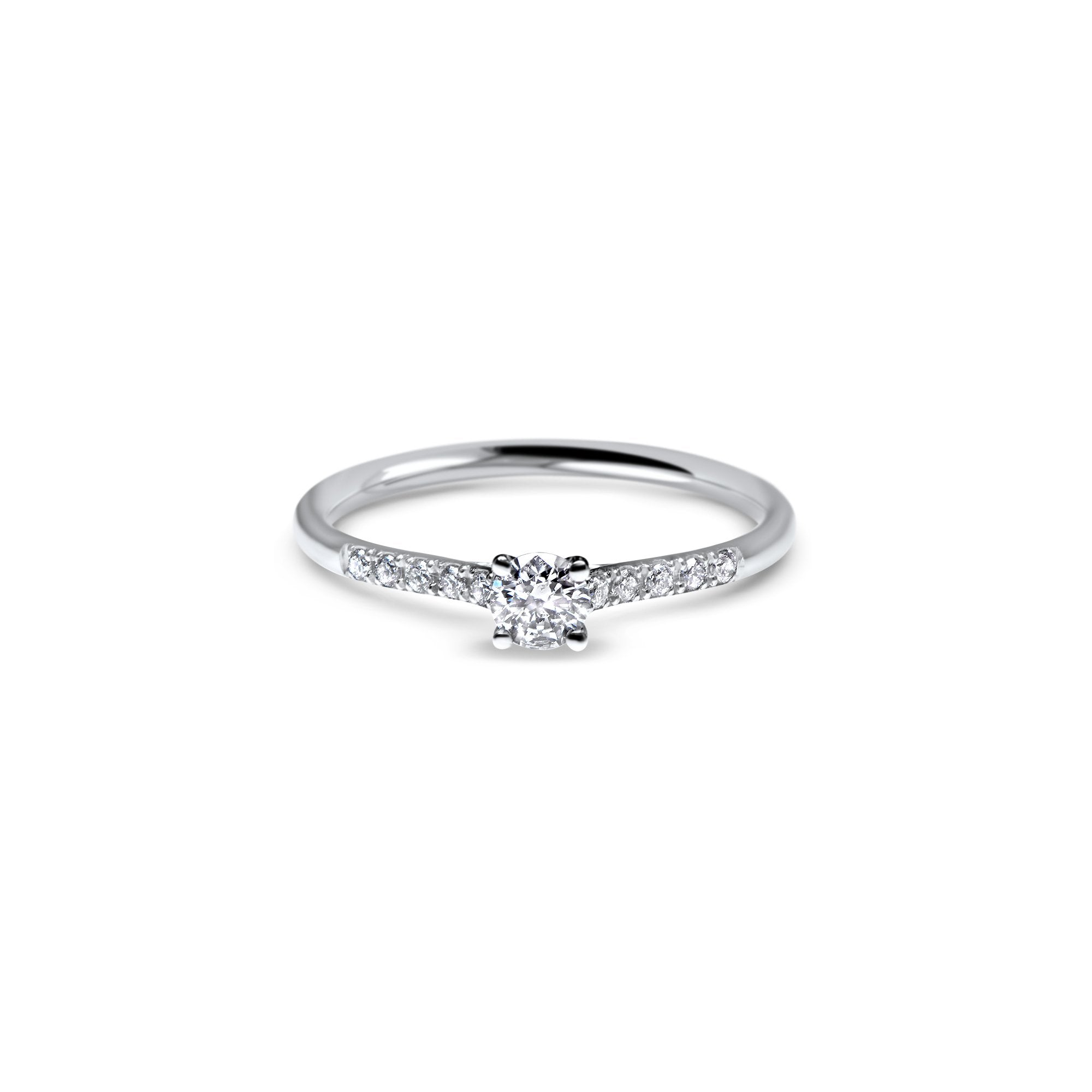 The Fancy V-shape 0.15 carats - oro blanco 18k – Anillo de compromiso oro 18k con diamante – vista del producto