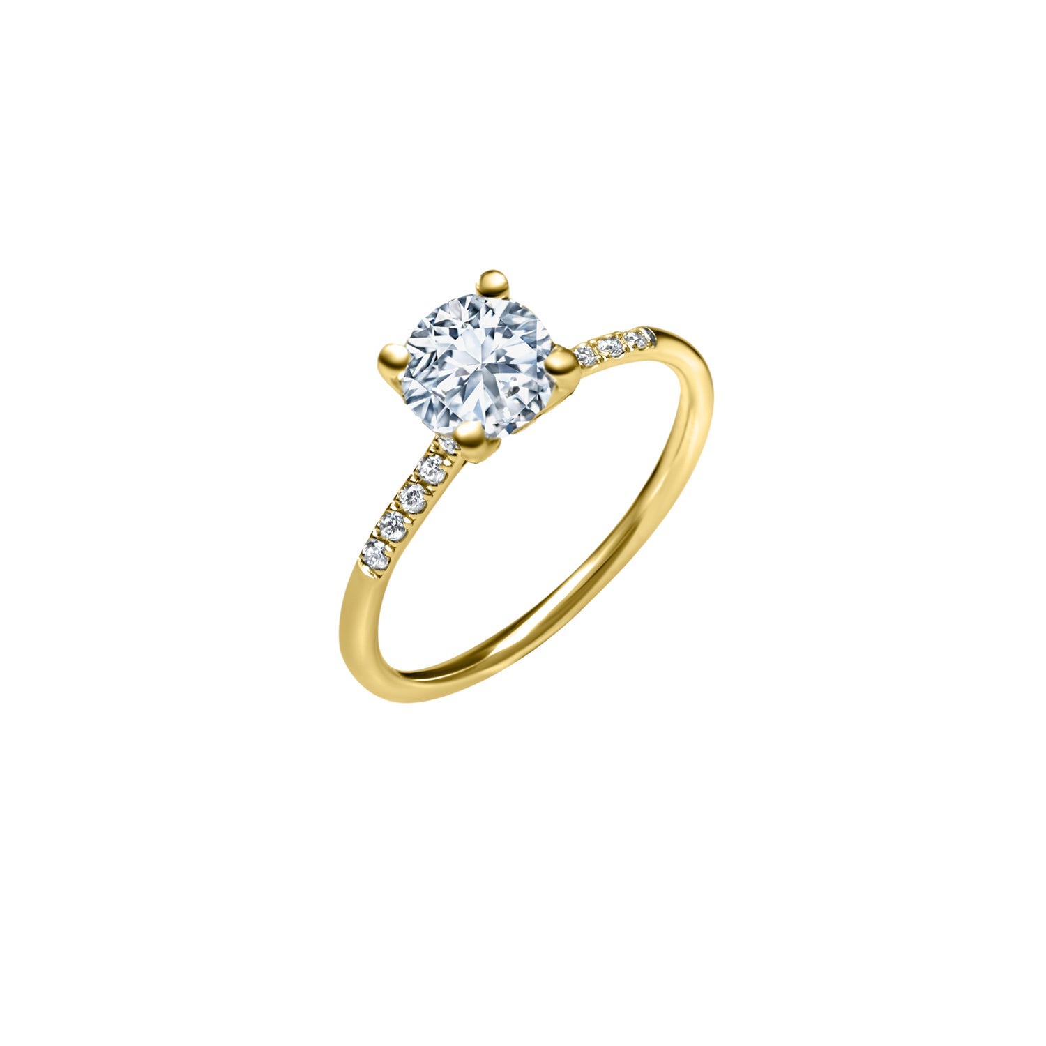 The Fancy V-shape 0.75 carats - oro amarillo 18k – Anillo de compromiso oro 18k con diamante – vista del producto