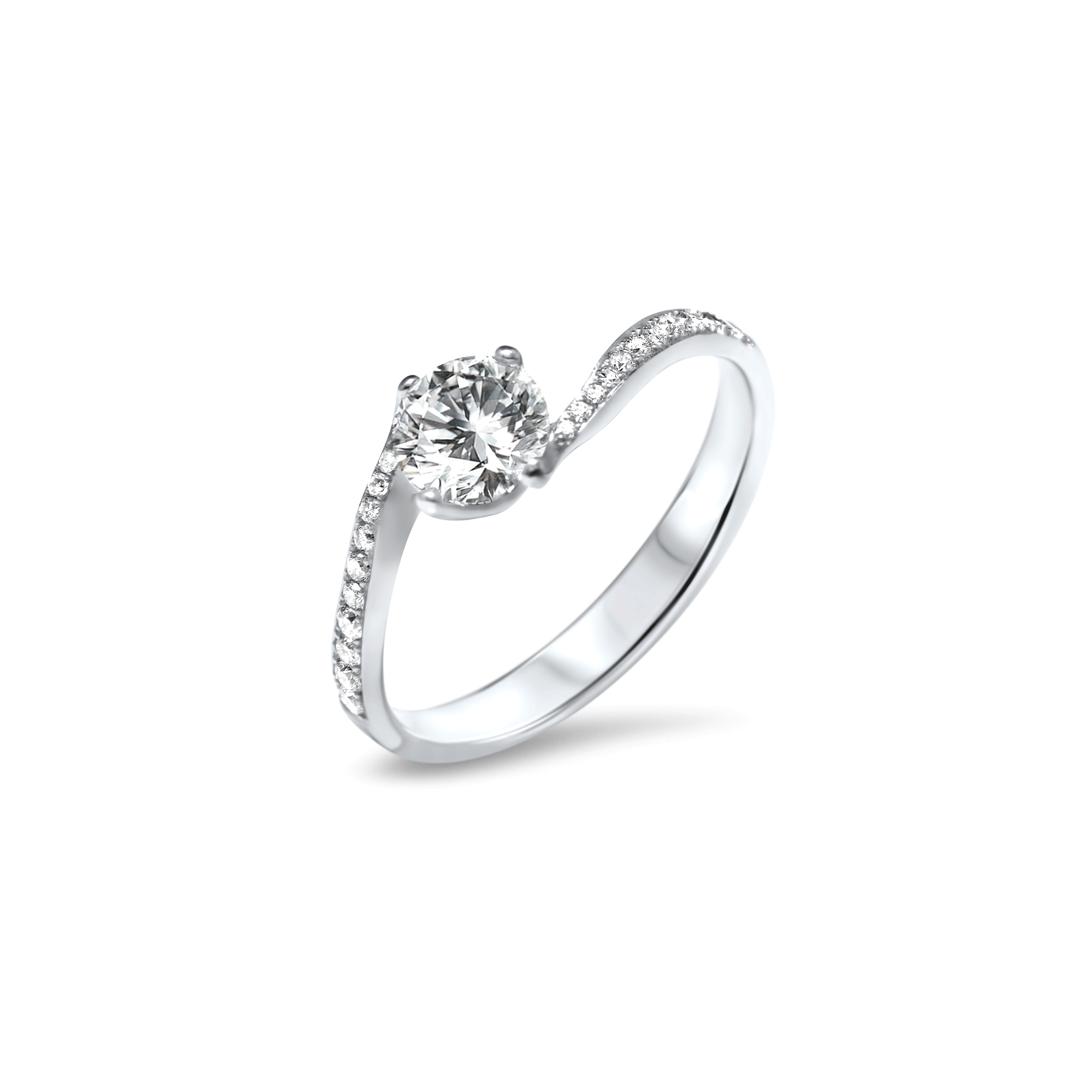 Fantastic Twist and Shout - 1.00 carat - oro blanco 18k – Anillo de compromiso oro 18k – vue de profil