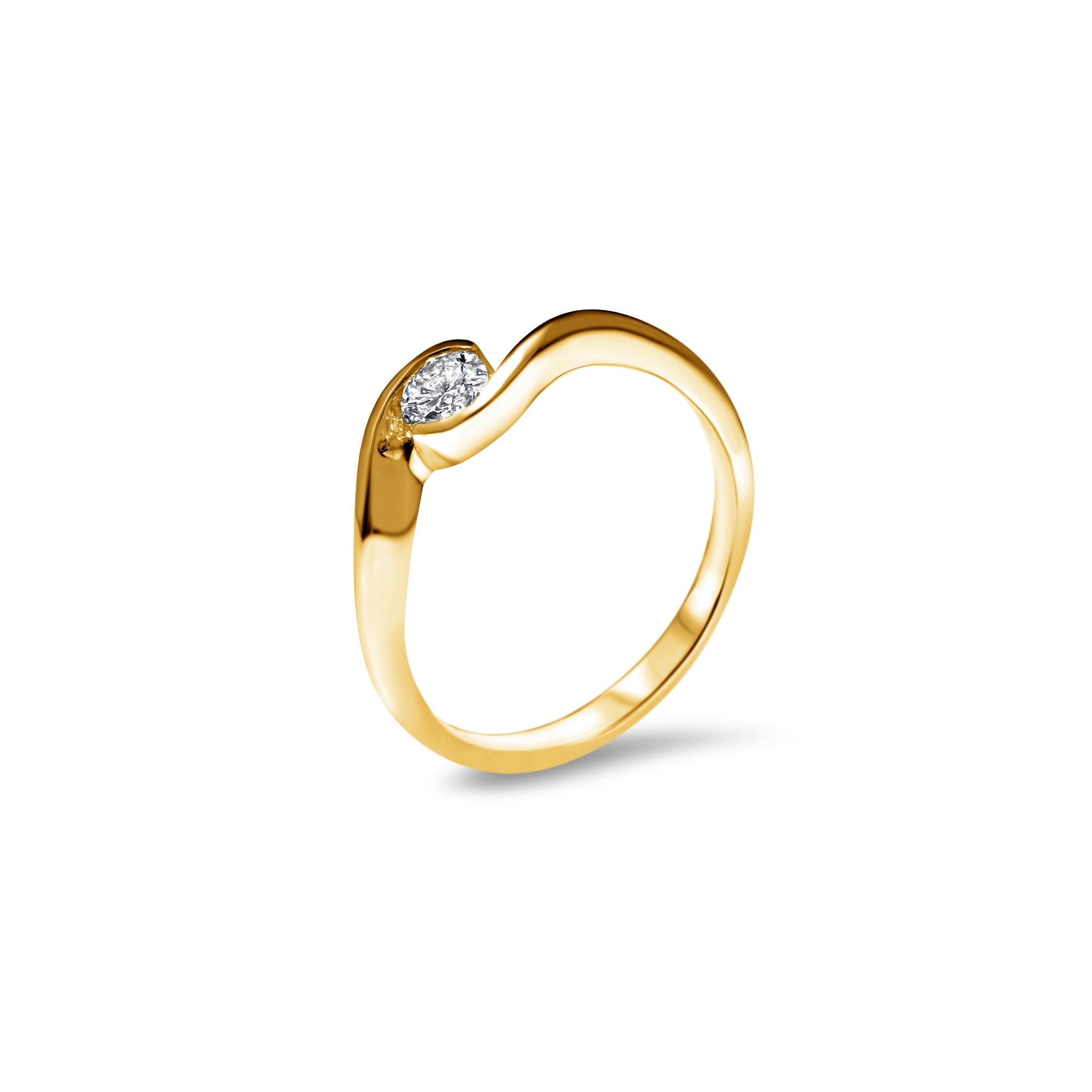 Un Petit Twist 0.25 carats - oro amarillo 18k – Anillo de compromiso oro 18k – vue de profil