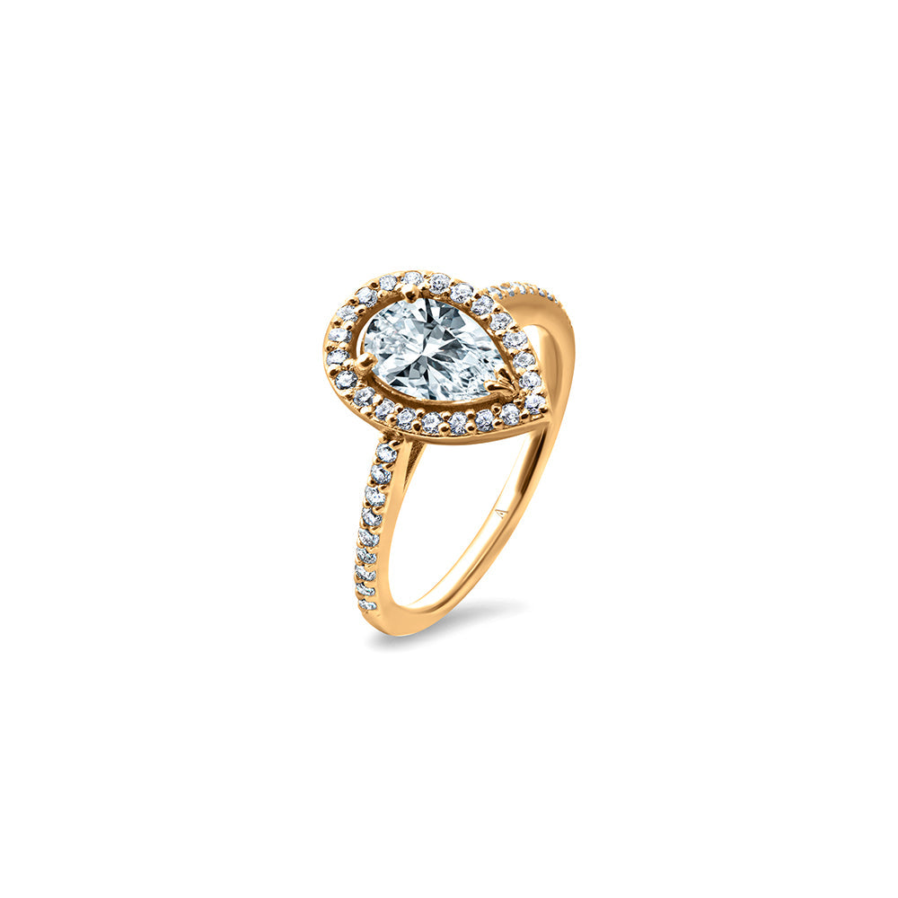 Infinite Tear of Joy - 1.00 carat - oro amarillo 18k – Anillo de compromiso oro 18k – vue de profil