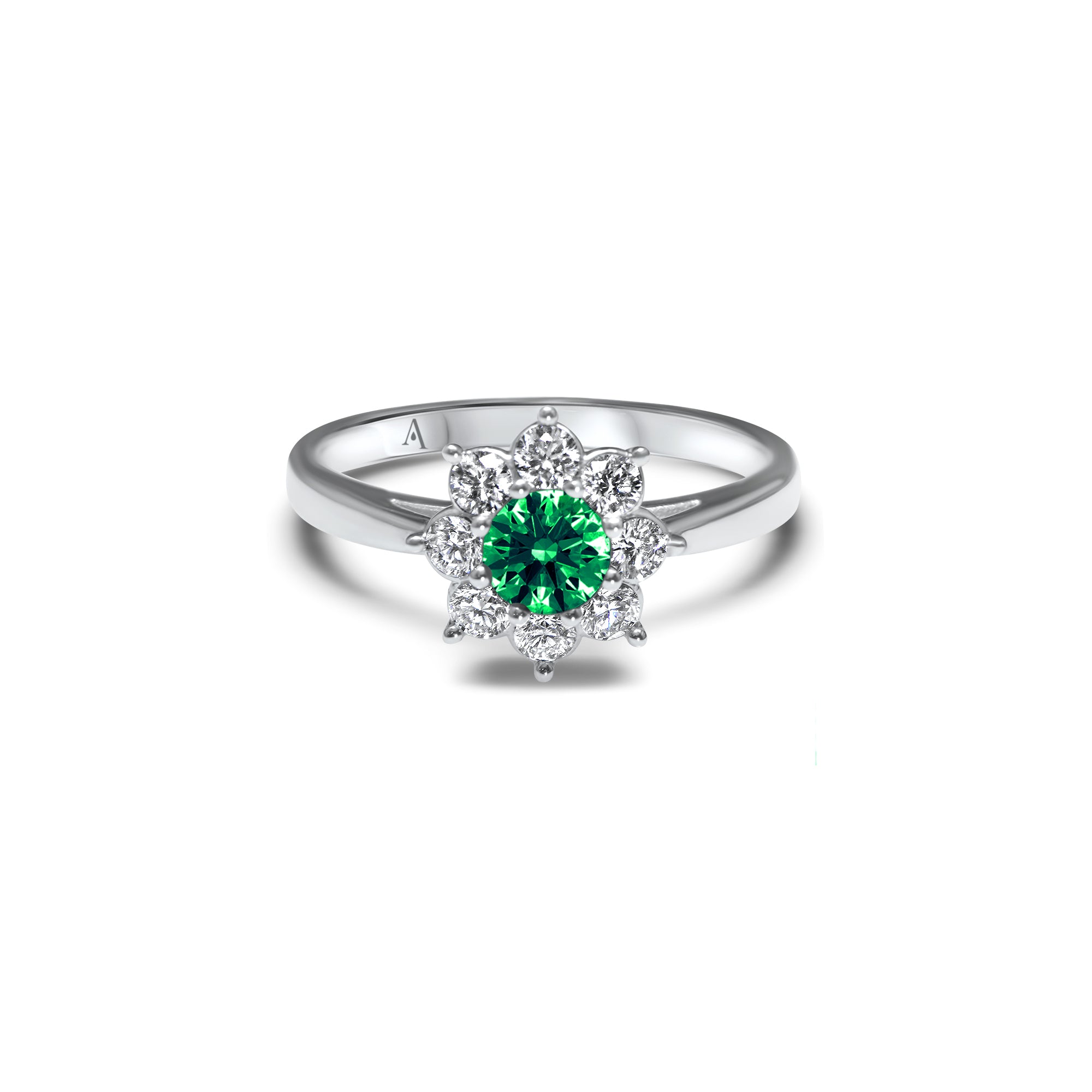 The Blooming Green Flower - 0.30 carat - oro blanco 18k – Anillo de compromiso oro 18k con diamante – vista del producto
