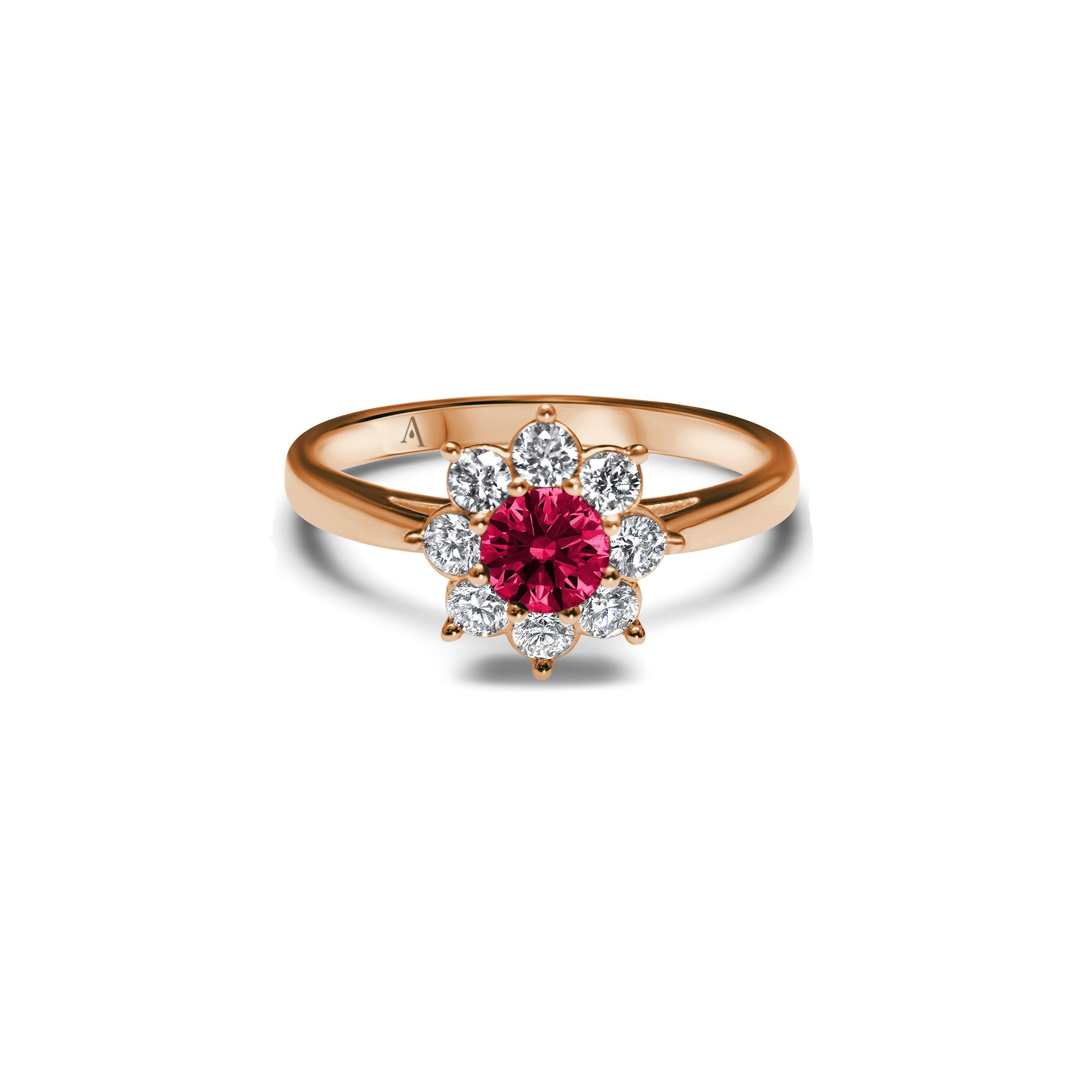 The Blooming Red Flower - 0.30 carat - Rotgold 18k – Verlobungsring Gold 18k mit Diamant(en) – Produktansicht