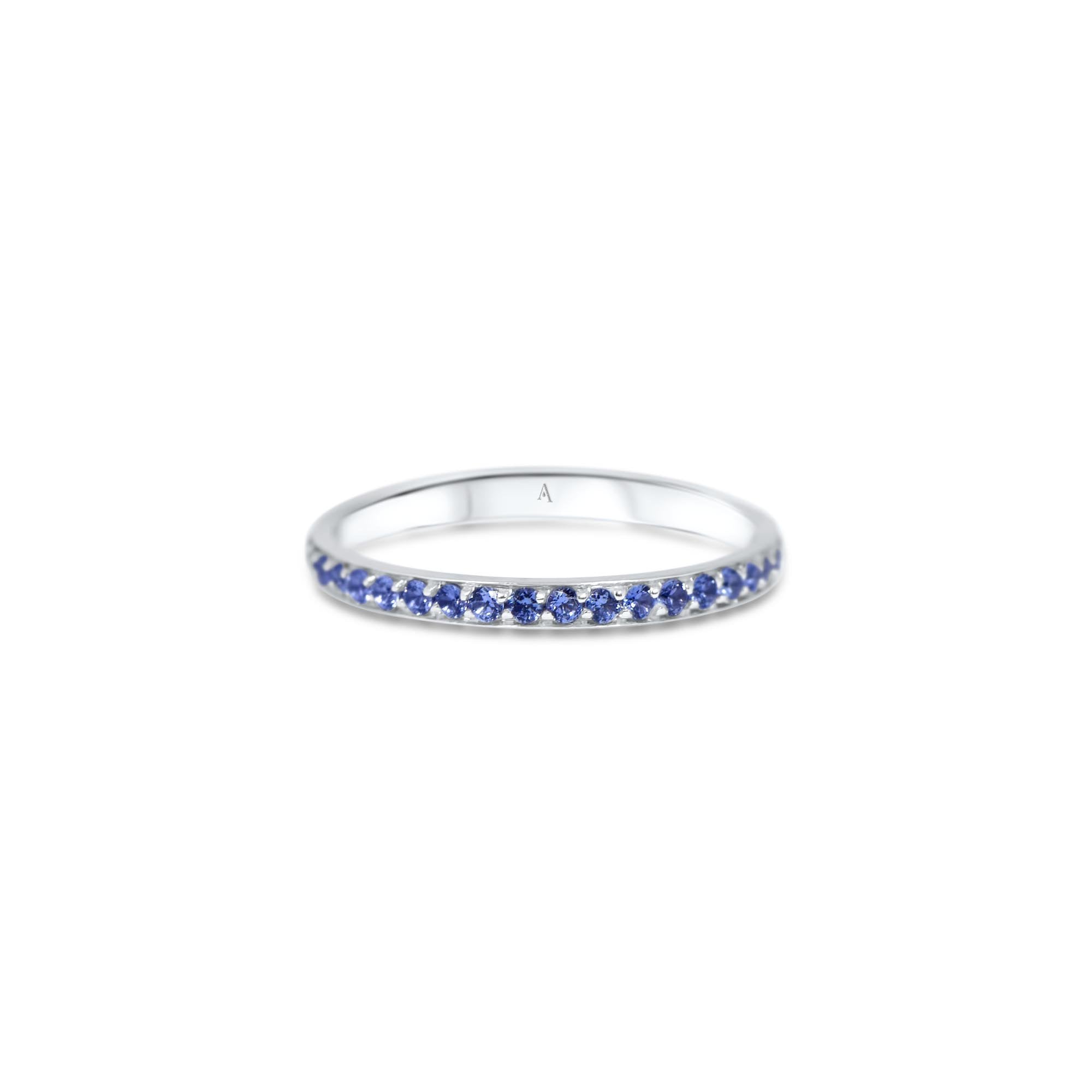 Rainbow Bleu - platino 950 – Alianzas de boda AGUAdeORO y Anillo Sortijas oro 18k con zafiro – vista del producto