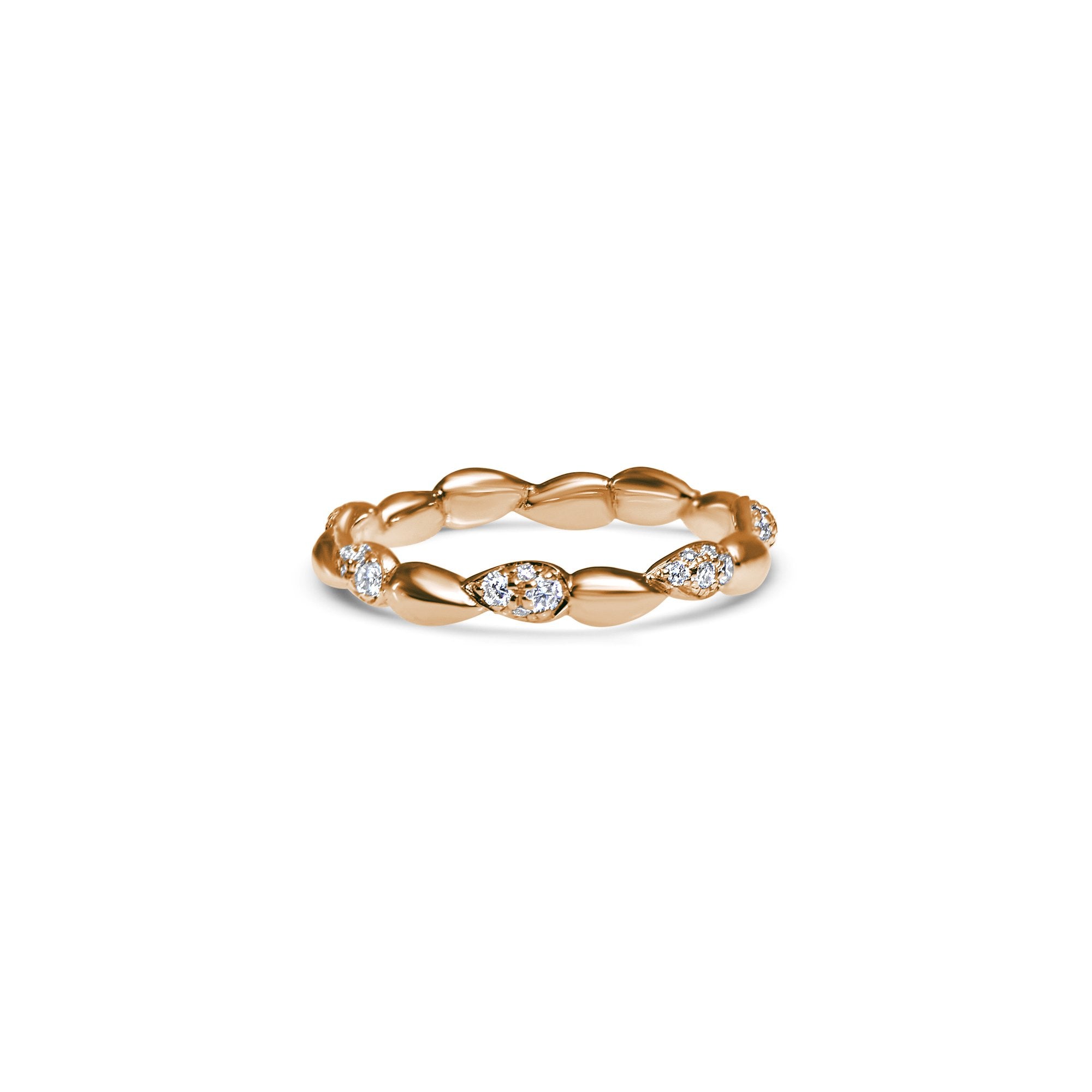 Tresa Drops Pavé - red gold 18k – Wedding Band AGUAdeORO and ring gold 18k – product view