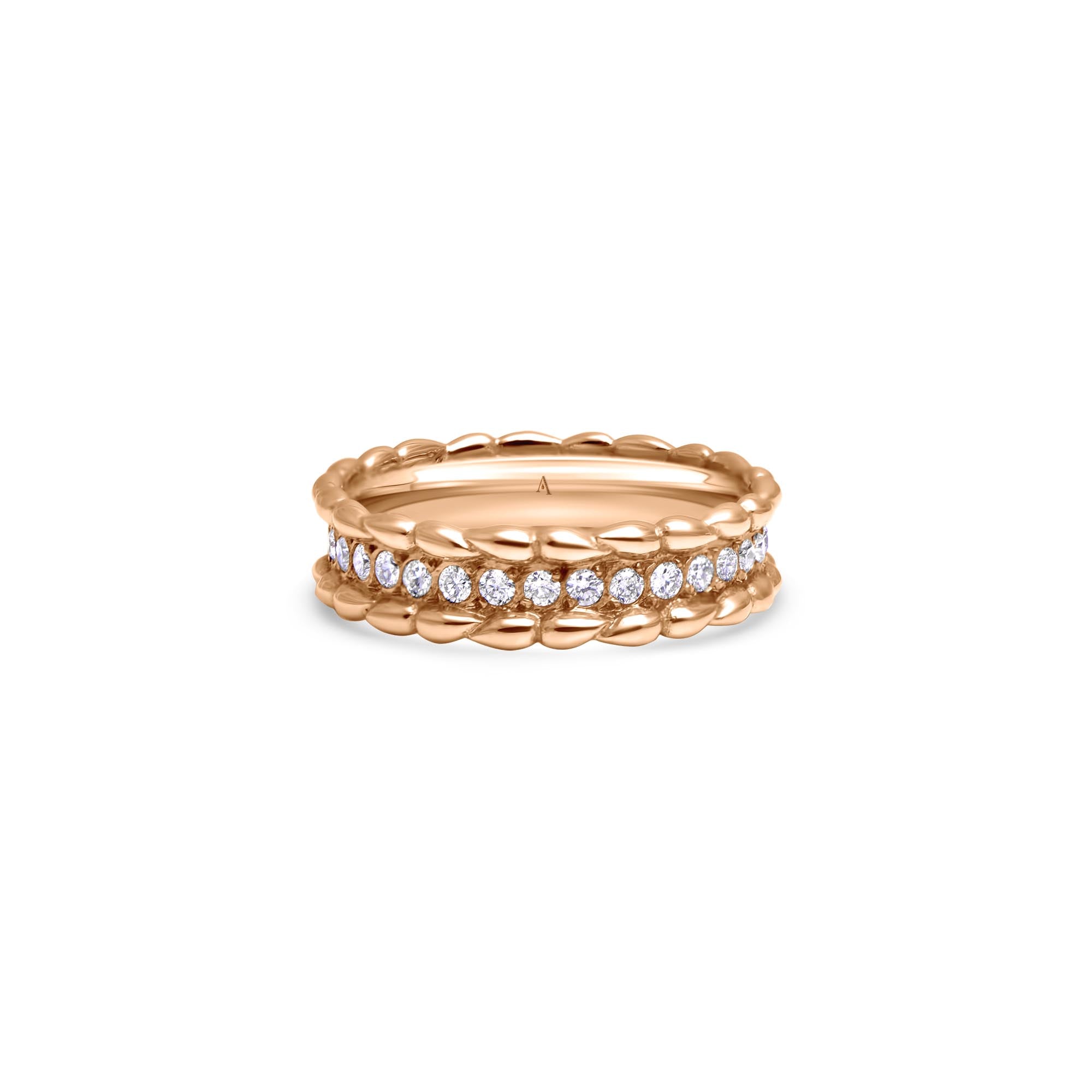 The Infinity Drop Crown - oro rojo 18k – Alianzas de boda AGUAdeORO y Anillo Sortijas oro 18k con diamante – vista del producto