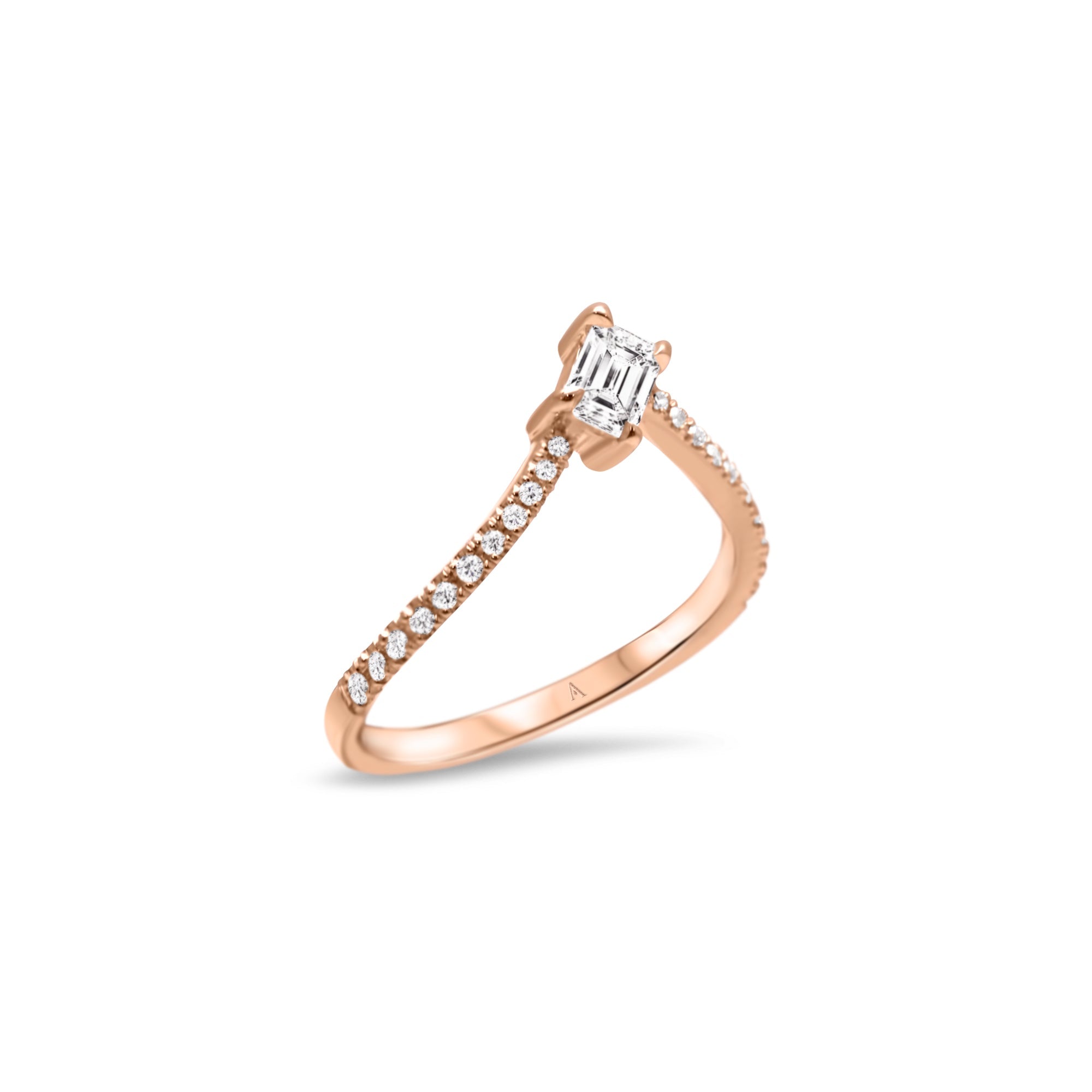 The Fancy Little Ice Skating Girl 0.30 carats - red gold 18k – Engagement Ring gold 18k – Side view
