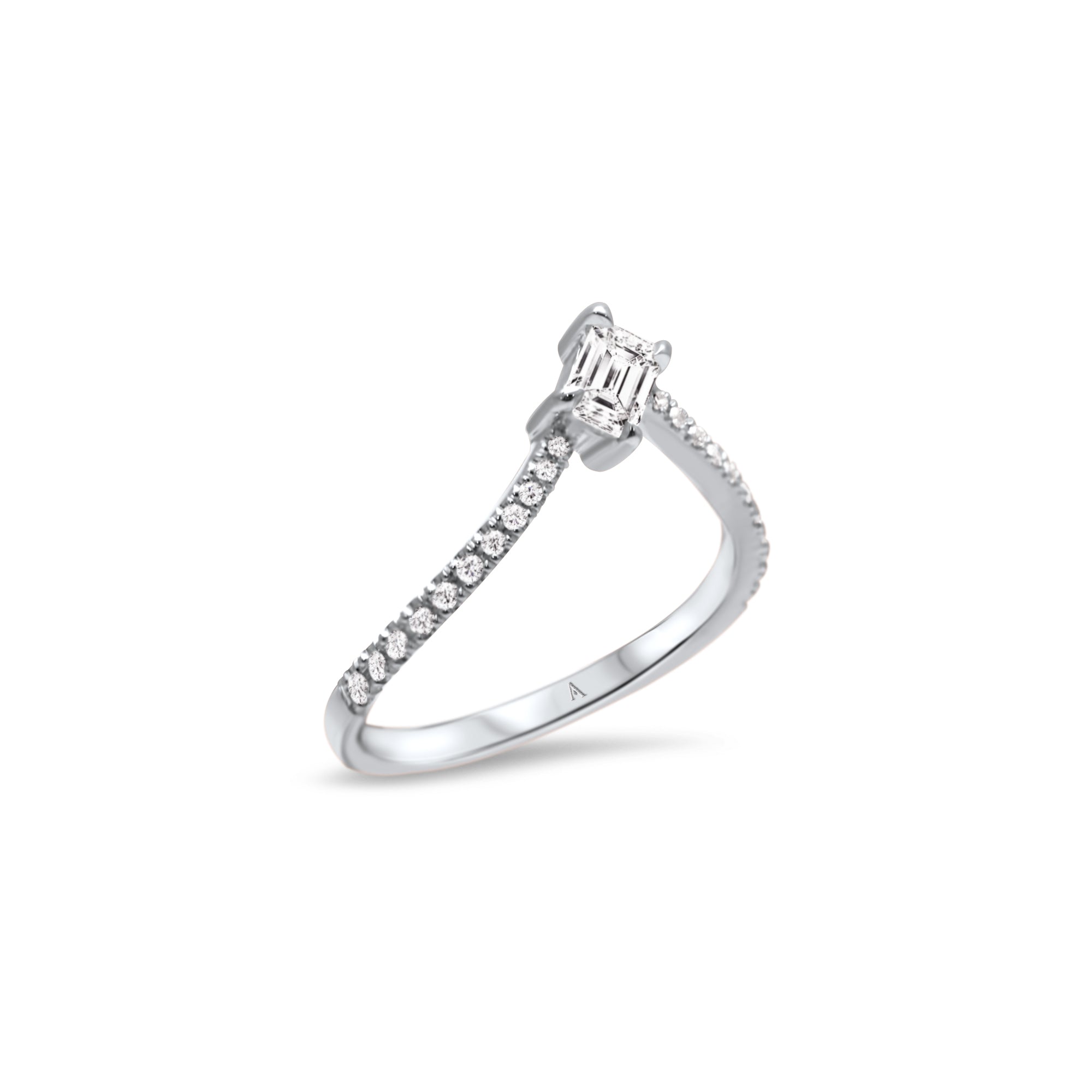 The Fancy Little Ice Skating Girl 0.30 carats - or blanc 18k – Solitaire en or 18k – vue de profil