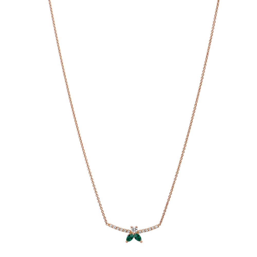 Collar The Little Bee M Emerald - oro rojo 18k – Collar oro 18k con diamante – vista del producto