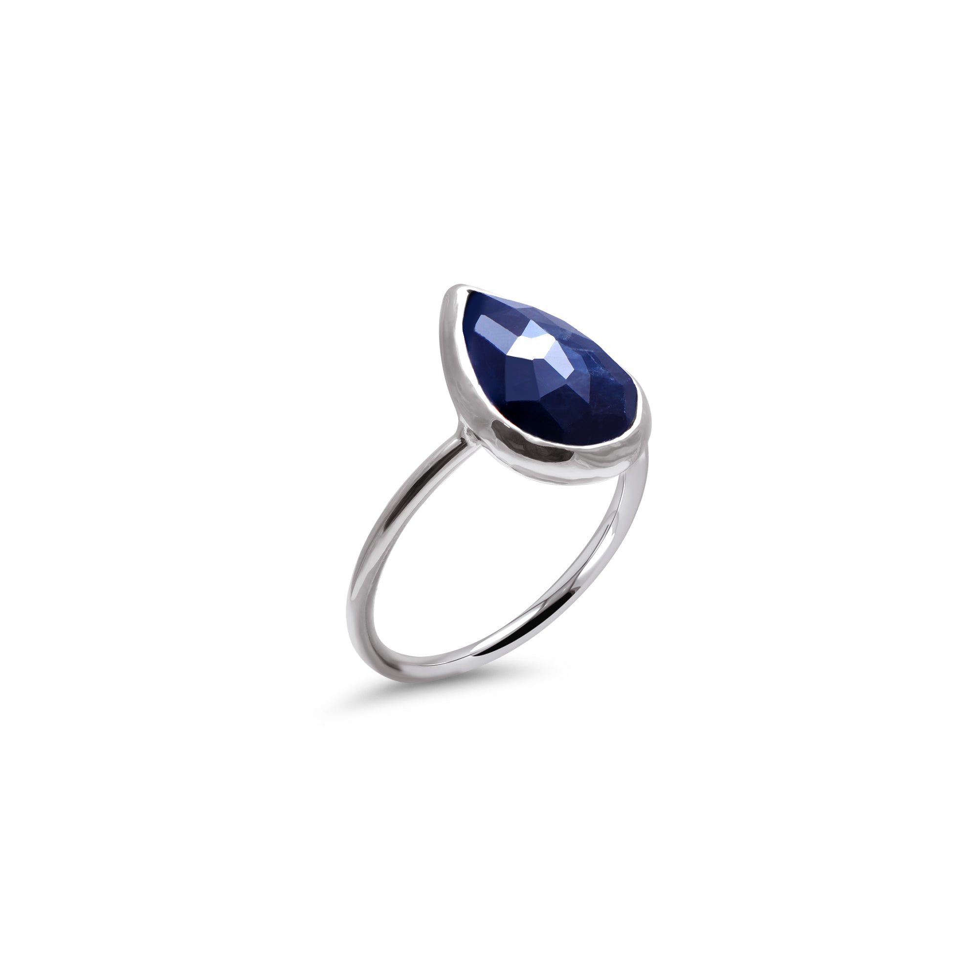 Ring Saphir Bleu Océane Pear shape - Weissgold 18k – Ring Gold 18k – Vorderansicht