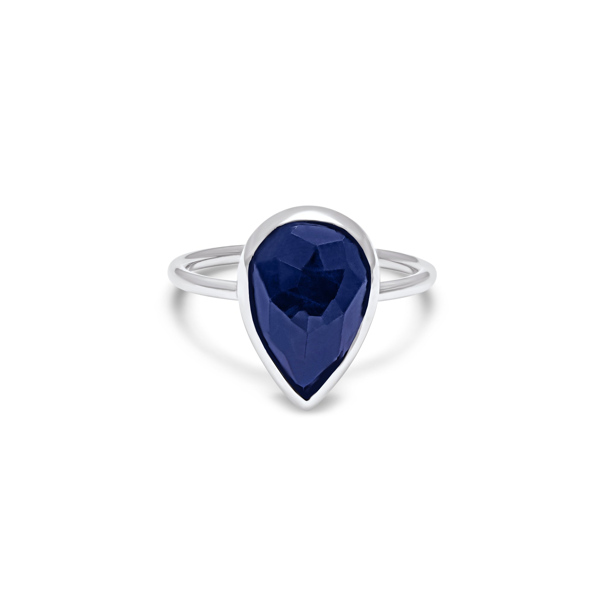 Ring Saphir Bleu Océane Pear shape - Weissgold 18k – Ring Gold 18k mit Saphir – Produktansicht