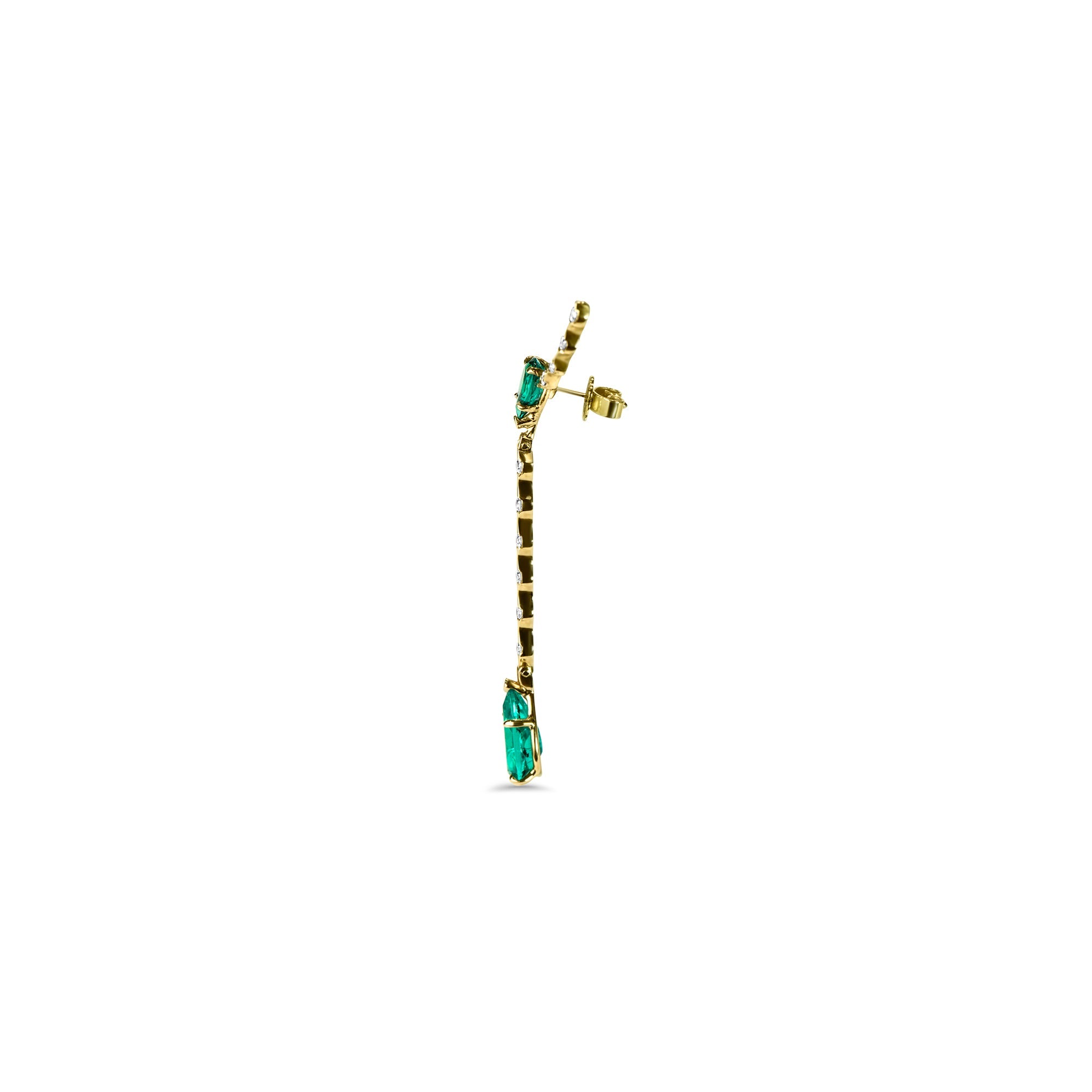 Aretes The Amazonian Green Leaves - oro amarillo 18k – Arete oro 18k – vista frontal