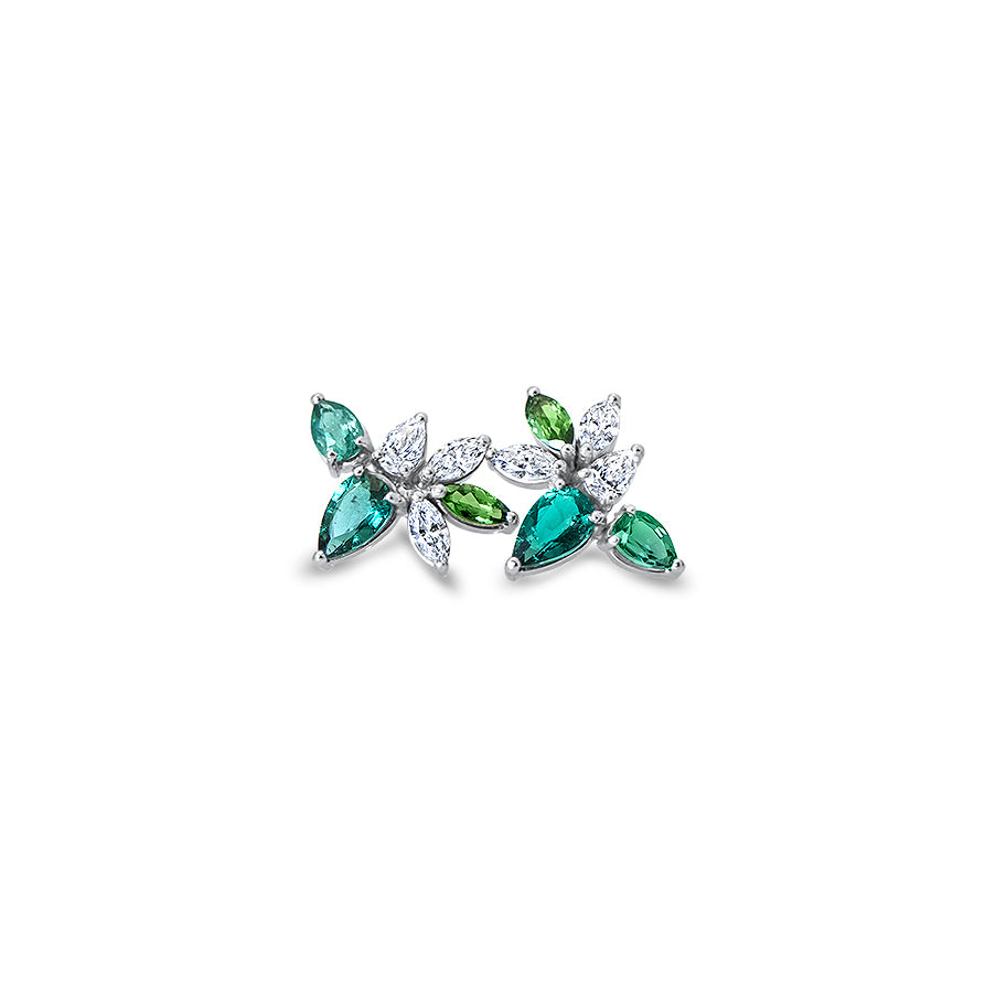 Aretes Wild Forest - oro blanco 18k – Arete oro 18k con diamante – vista del producto