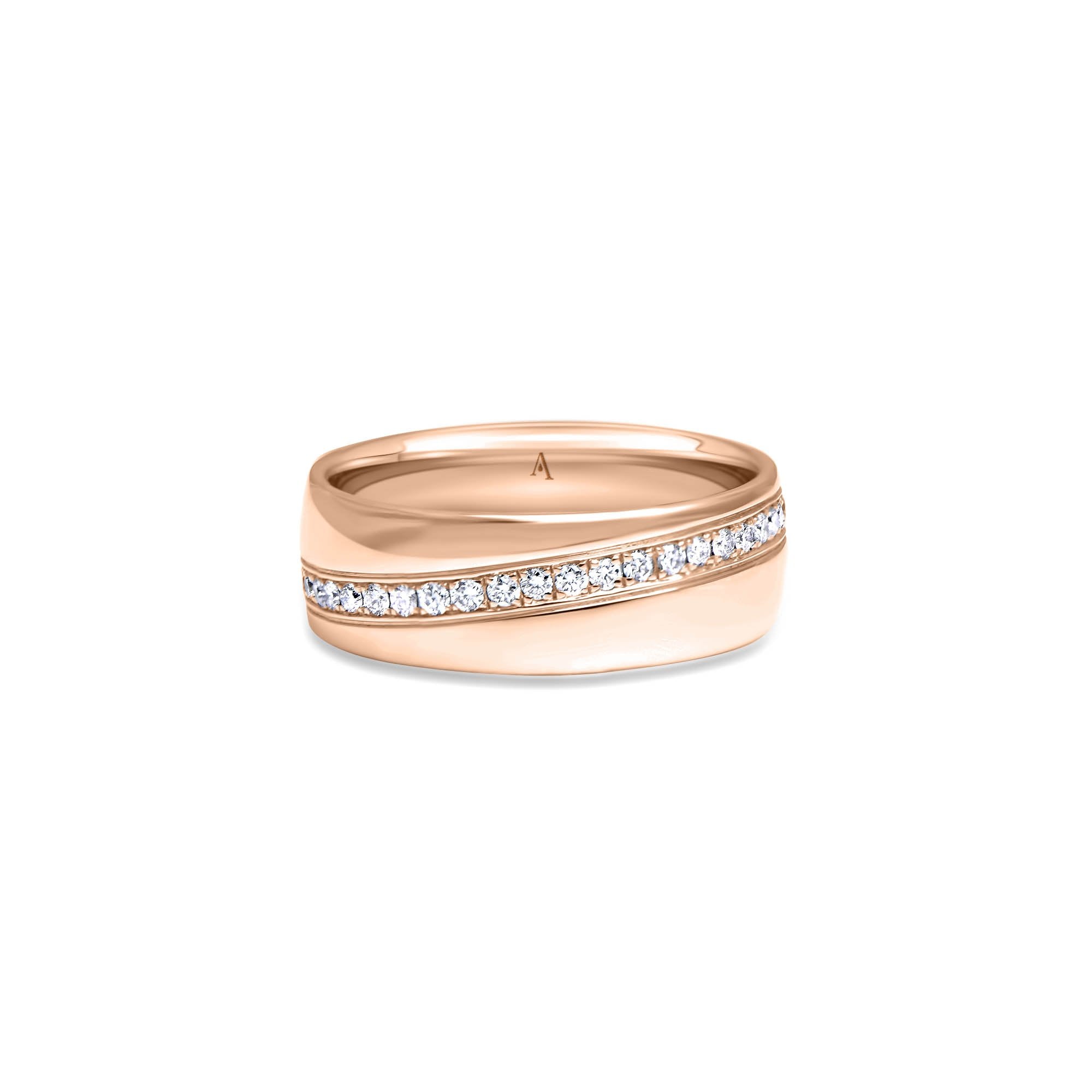The Infinite Love Timeline - red gold 18k – Wedding Band AGUAdeORO gold 18k with diamond(s) – product view