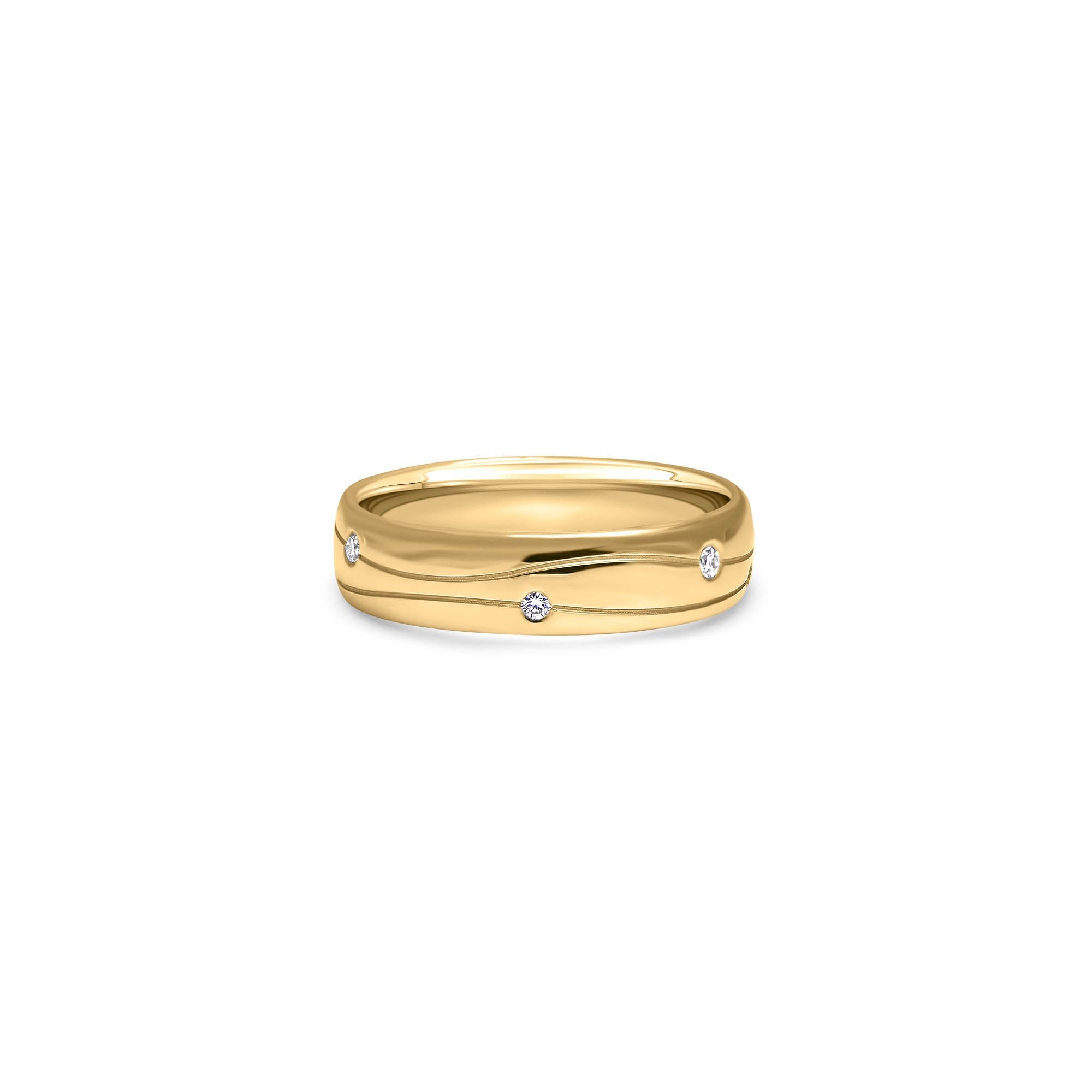 The Fancy Double Waterway - or jaune 18k – Alliances en or 18k avec diamant – vue produit