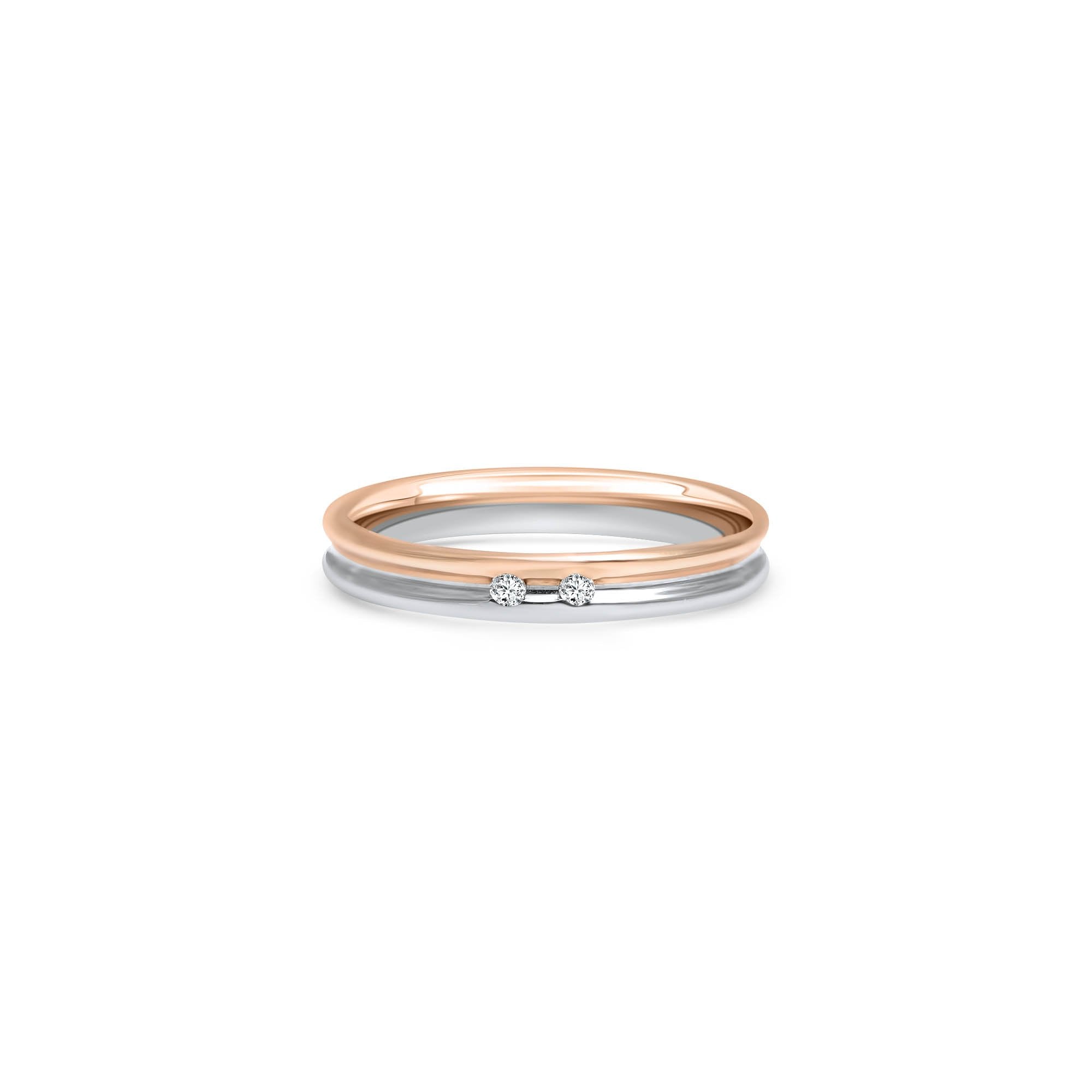 The Fancy Union of Two Souls - red gold 18k – Wedding Band gold 18k with diamond(s) – product view