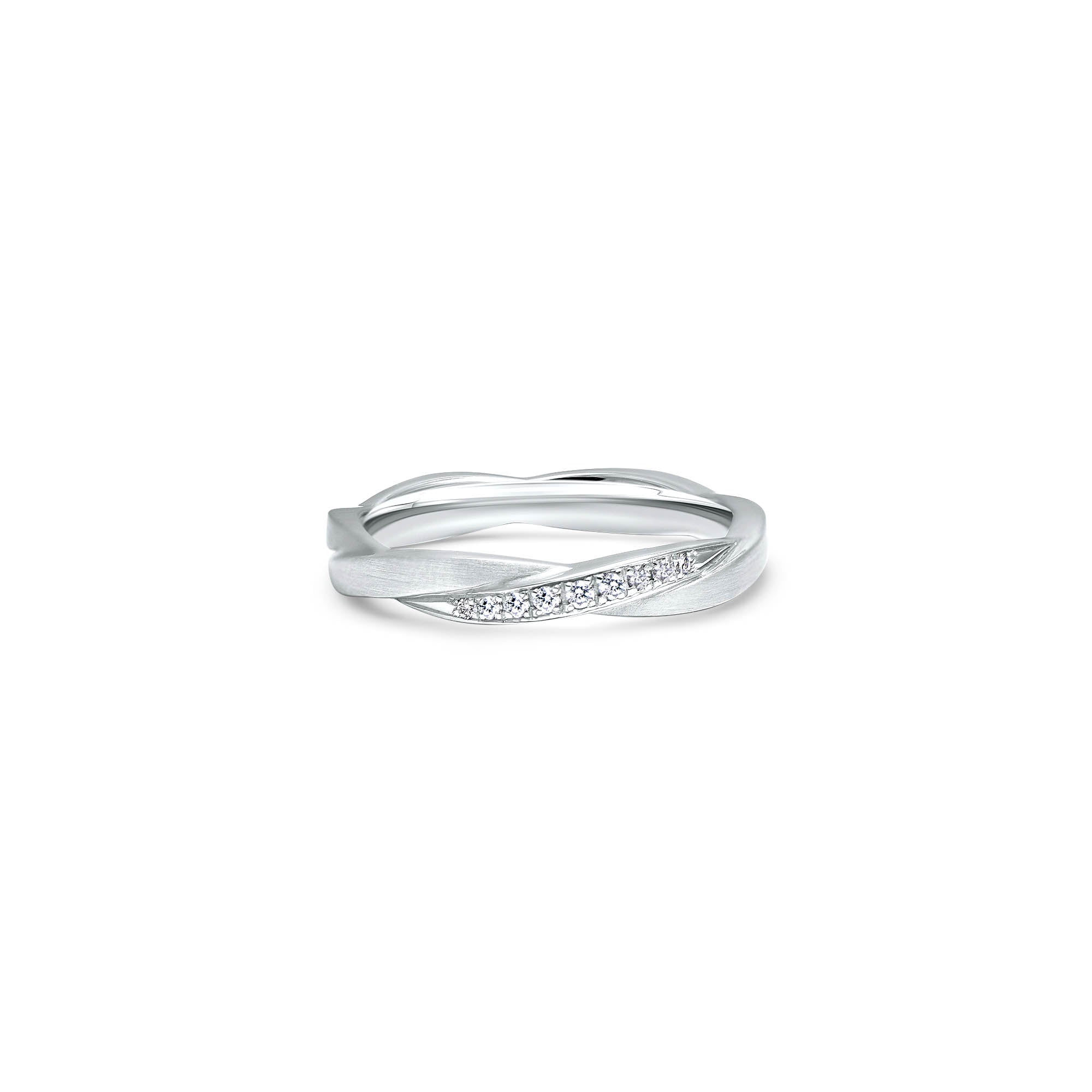 The Fancy Two-Ply Cord - oro blanco 18k – Alianzas de boda oro 18k con diamante – vista del producto