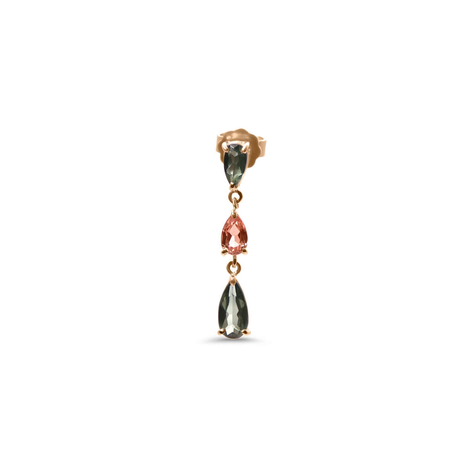 Earring The Flamingo - red gold 18k – Earrings gold 18k with sapphire – product view