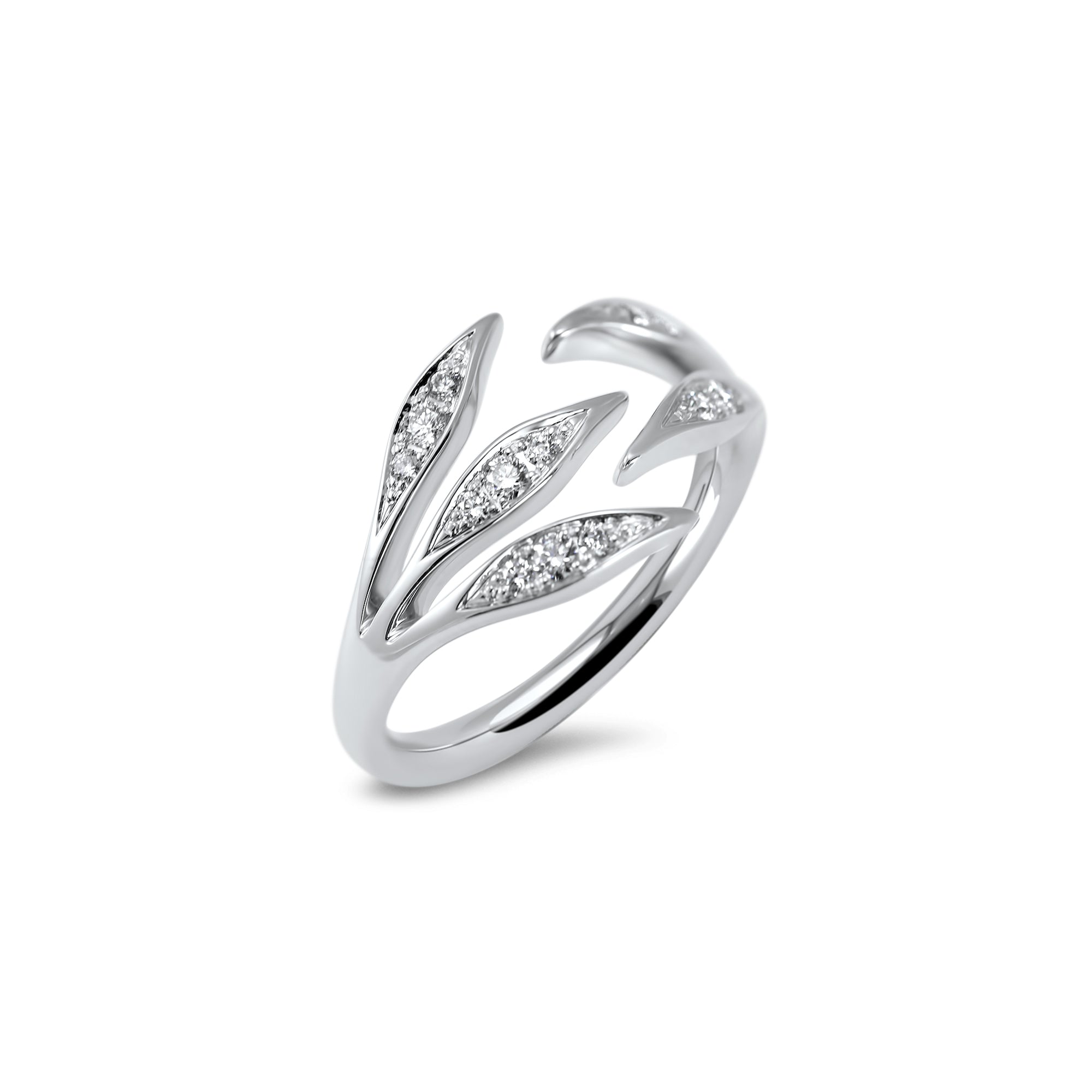 The Little White Leaves - Weissgold 18k – Ring Gold 18k – Vorderansicht