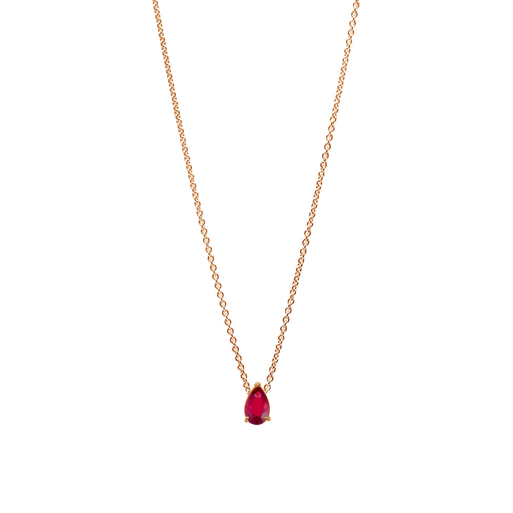 Collier The Little Tear of Joy Ruby 0.50ct - red gold 18k – Necklace gold 18k with rubies – product view