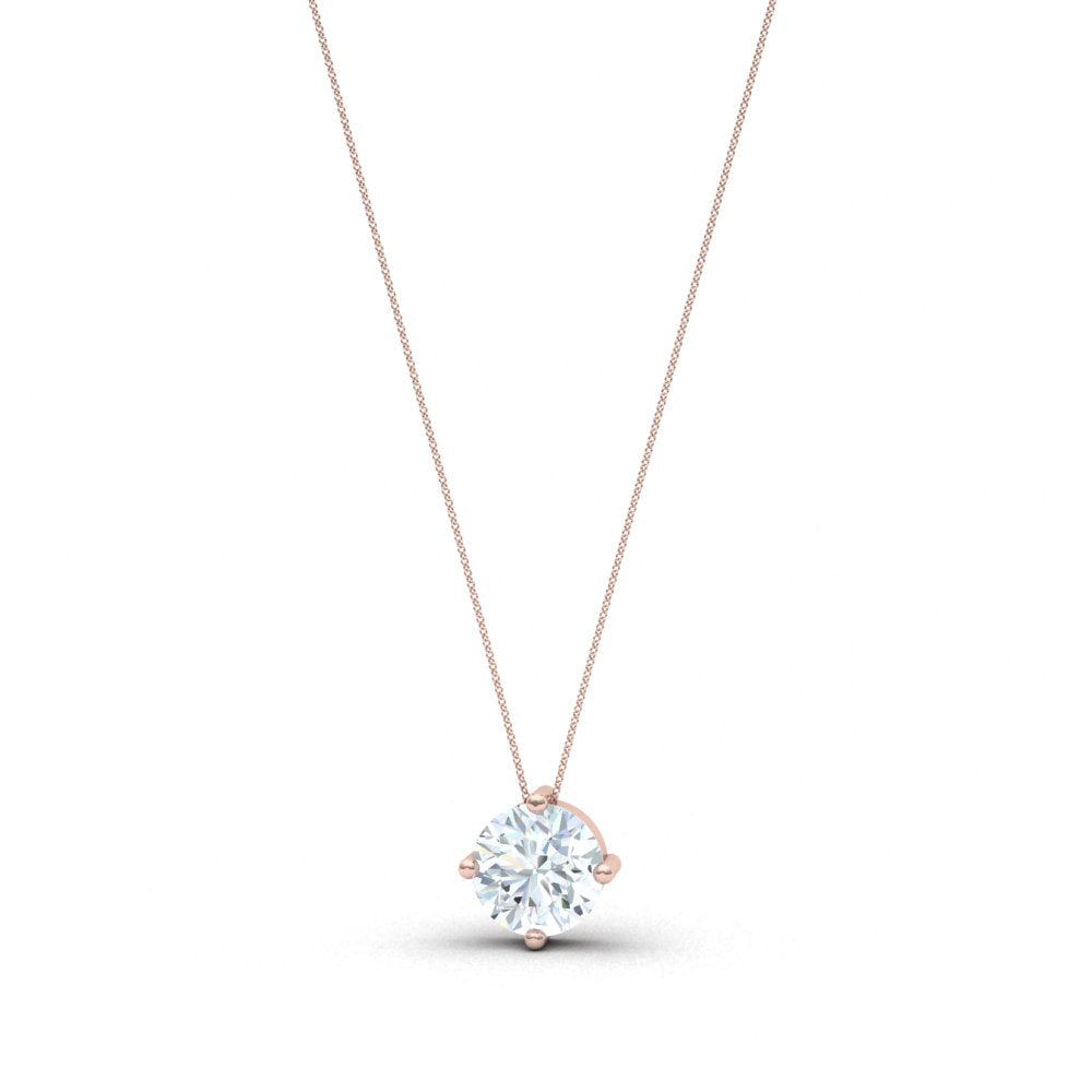Solitaire Necklace 0.15-0.90 carats - red gold 18k – Necklace gold 18k with diamond(s) – worn by model